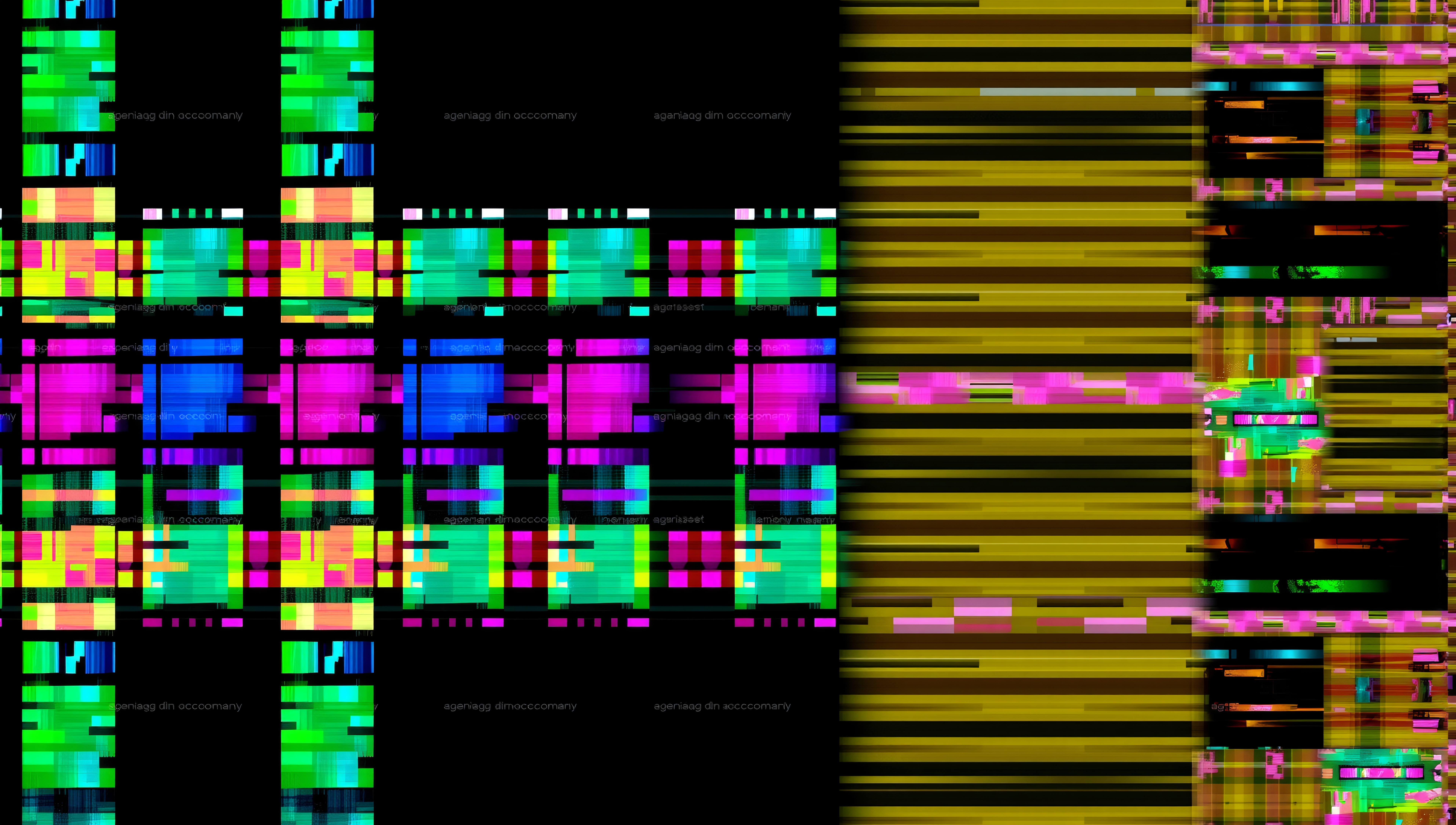 Abstract digital art with glitch effect, vibrant colors, and pixelated patterns.