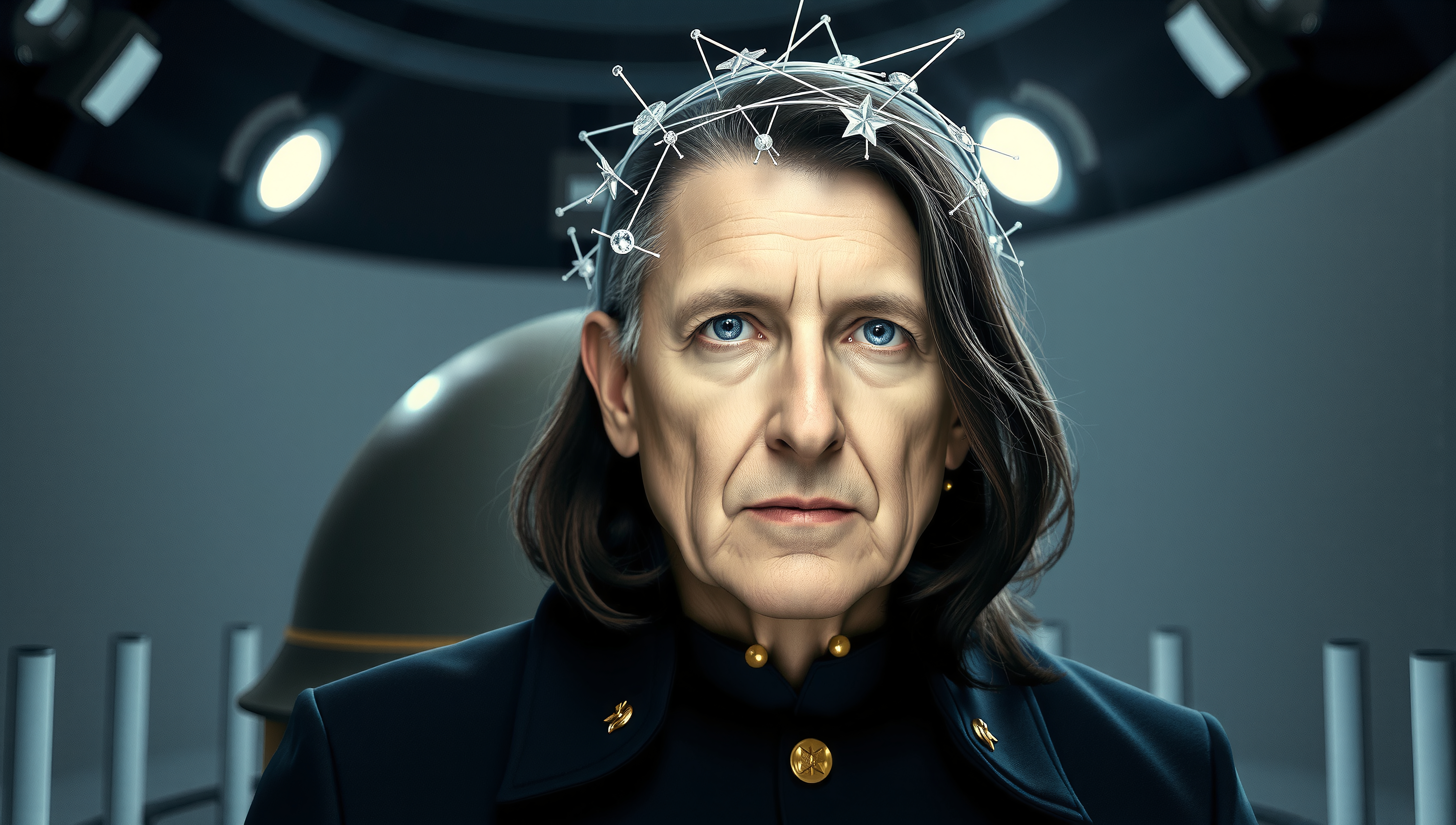 Futuristic Star-Crowned Individual Portrait