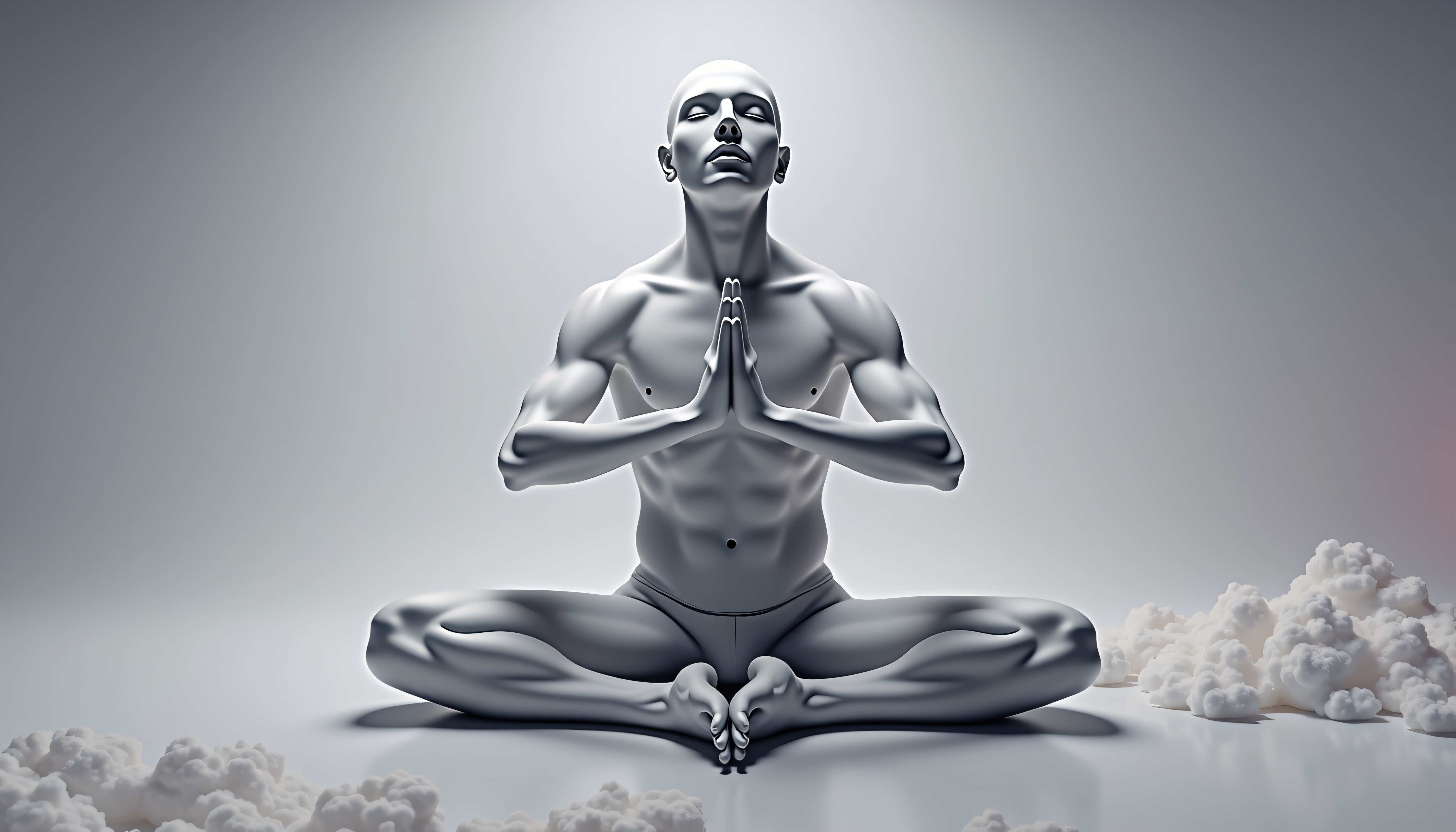 Meditative Figure Amongst Clouds