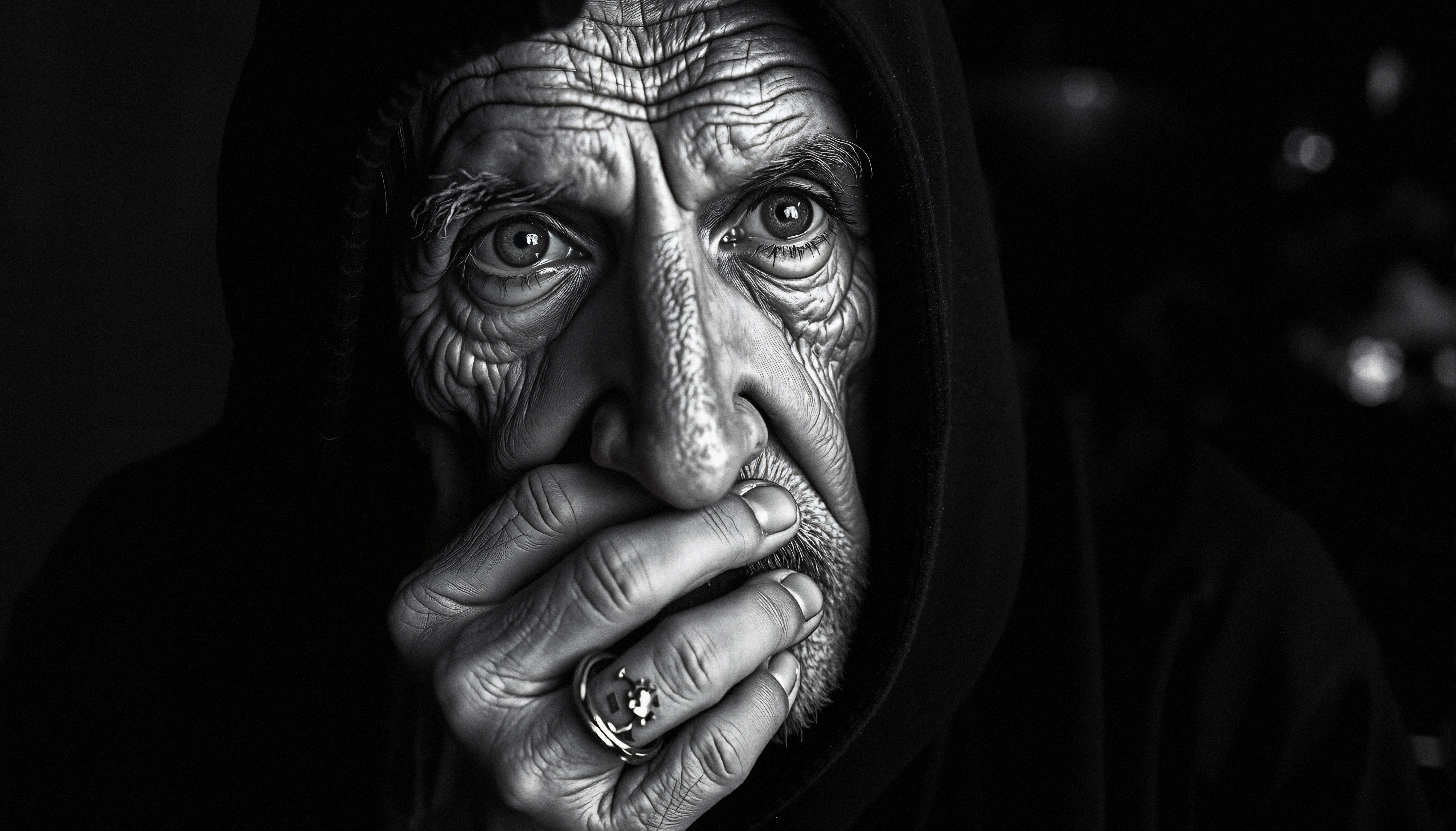 Elderly Person in Contemplative Thought