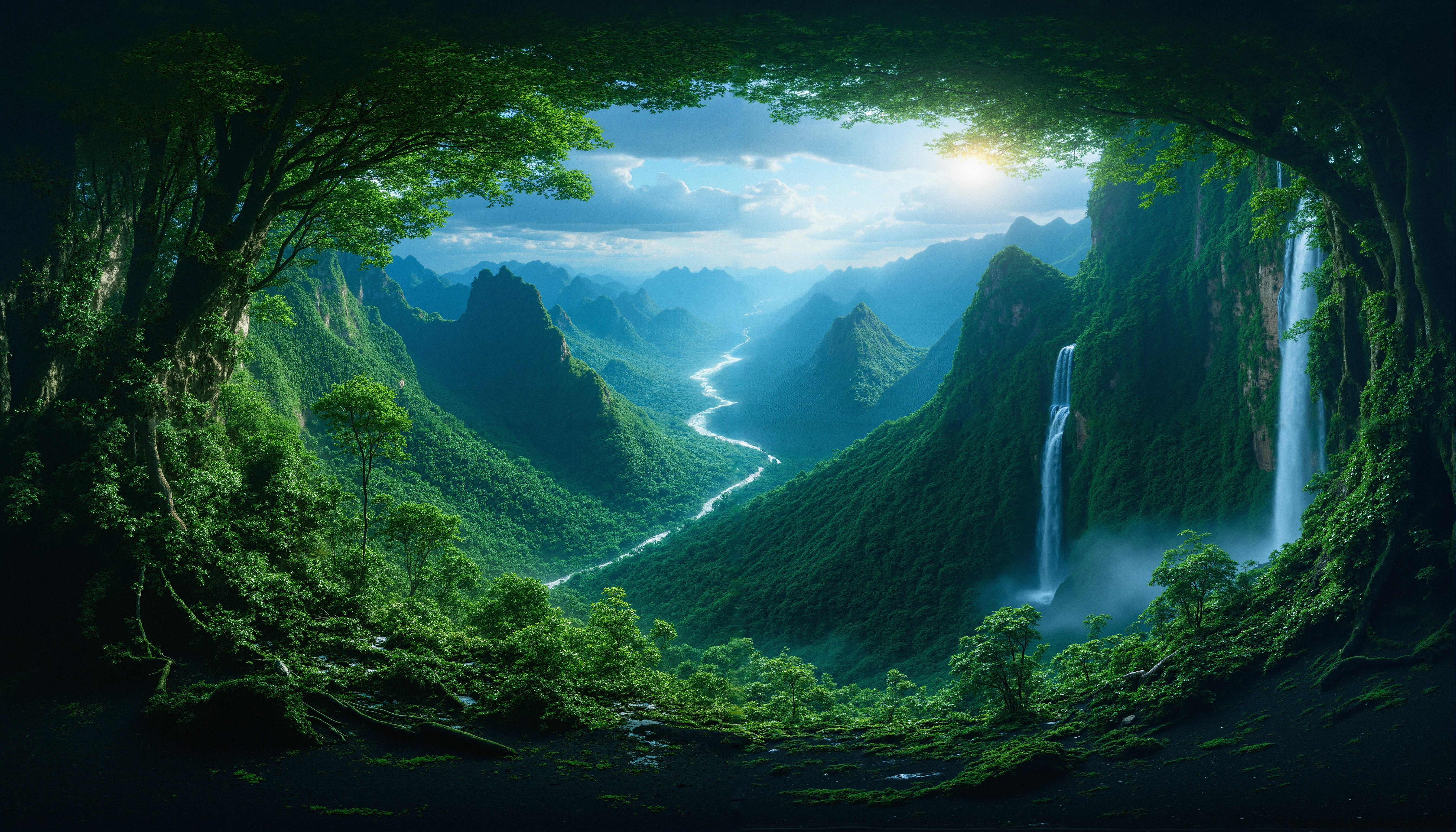 Nature’s Green Valley Waterfalls