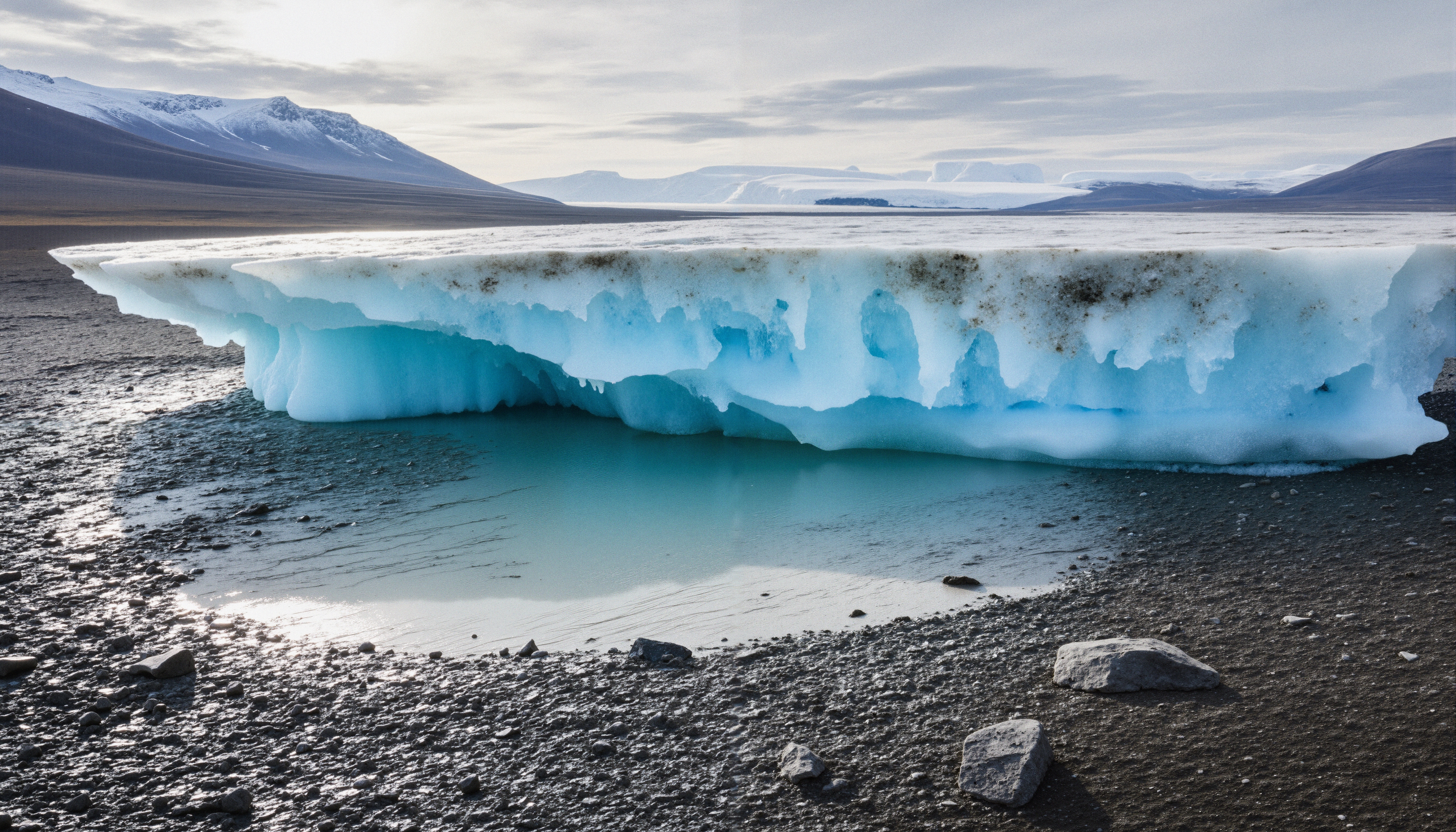 Blue Ice Formation on Beach