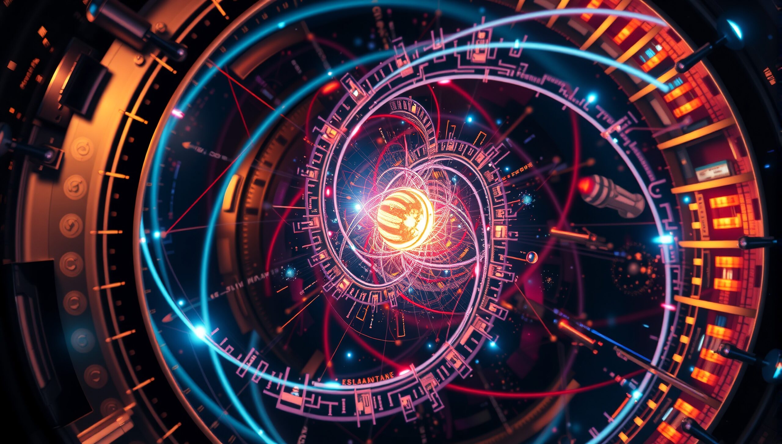 Futuristic digital image of glowing energy core with concentric designs and vibrant sci-fi elements.
