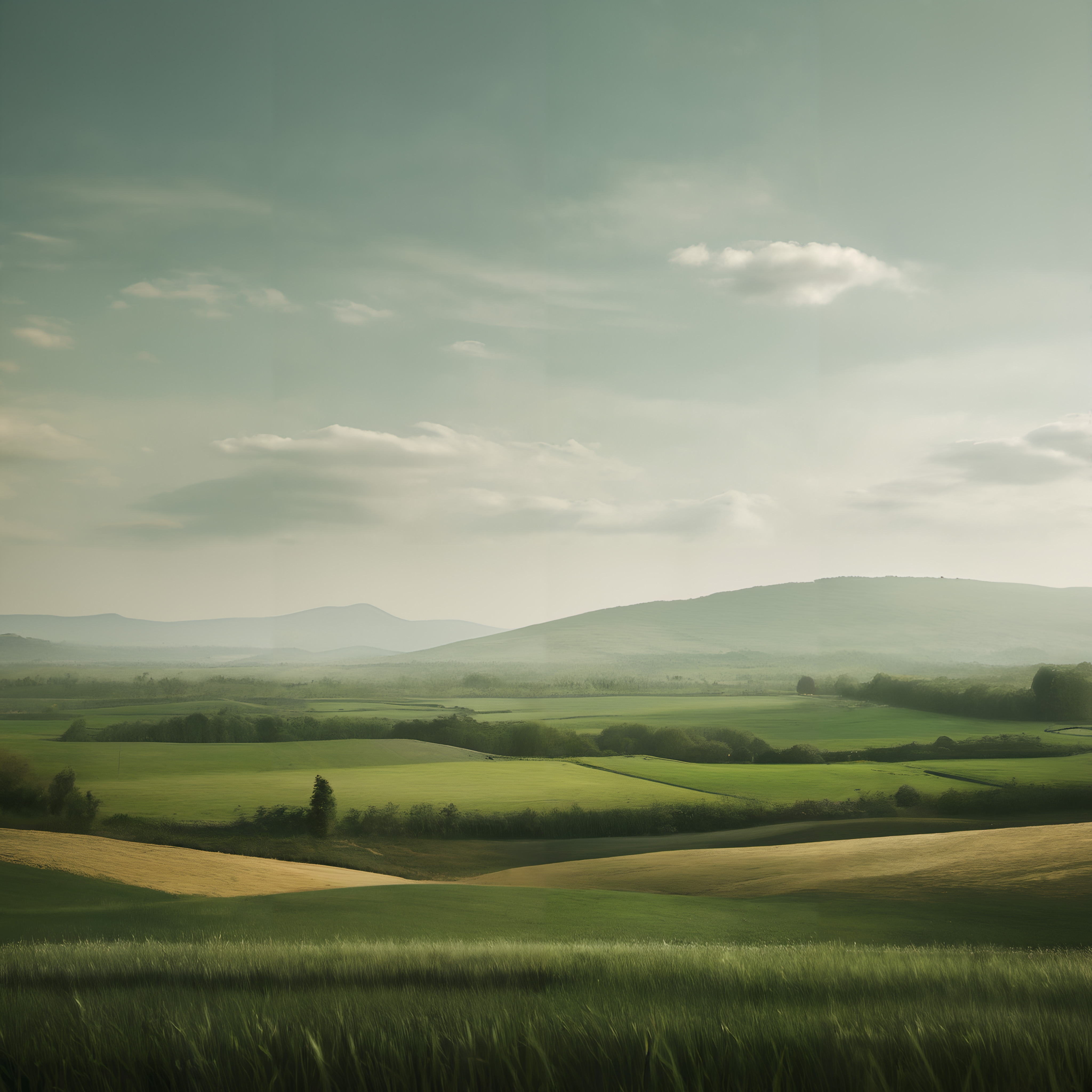 Rolling Hills Under Gentle Sky