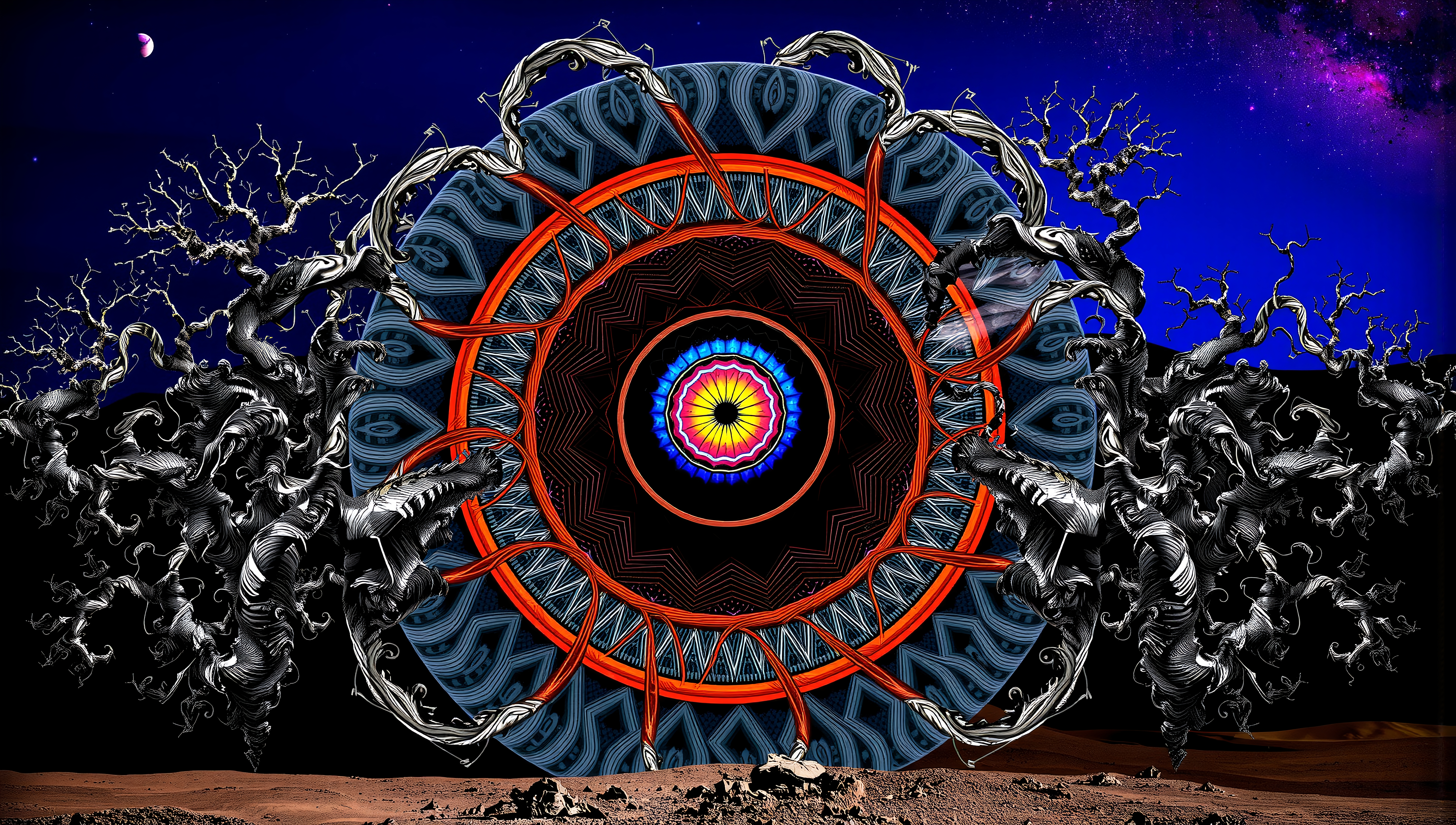 Colorful Mandala in Cosmic Landscape
