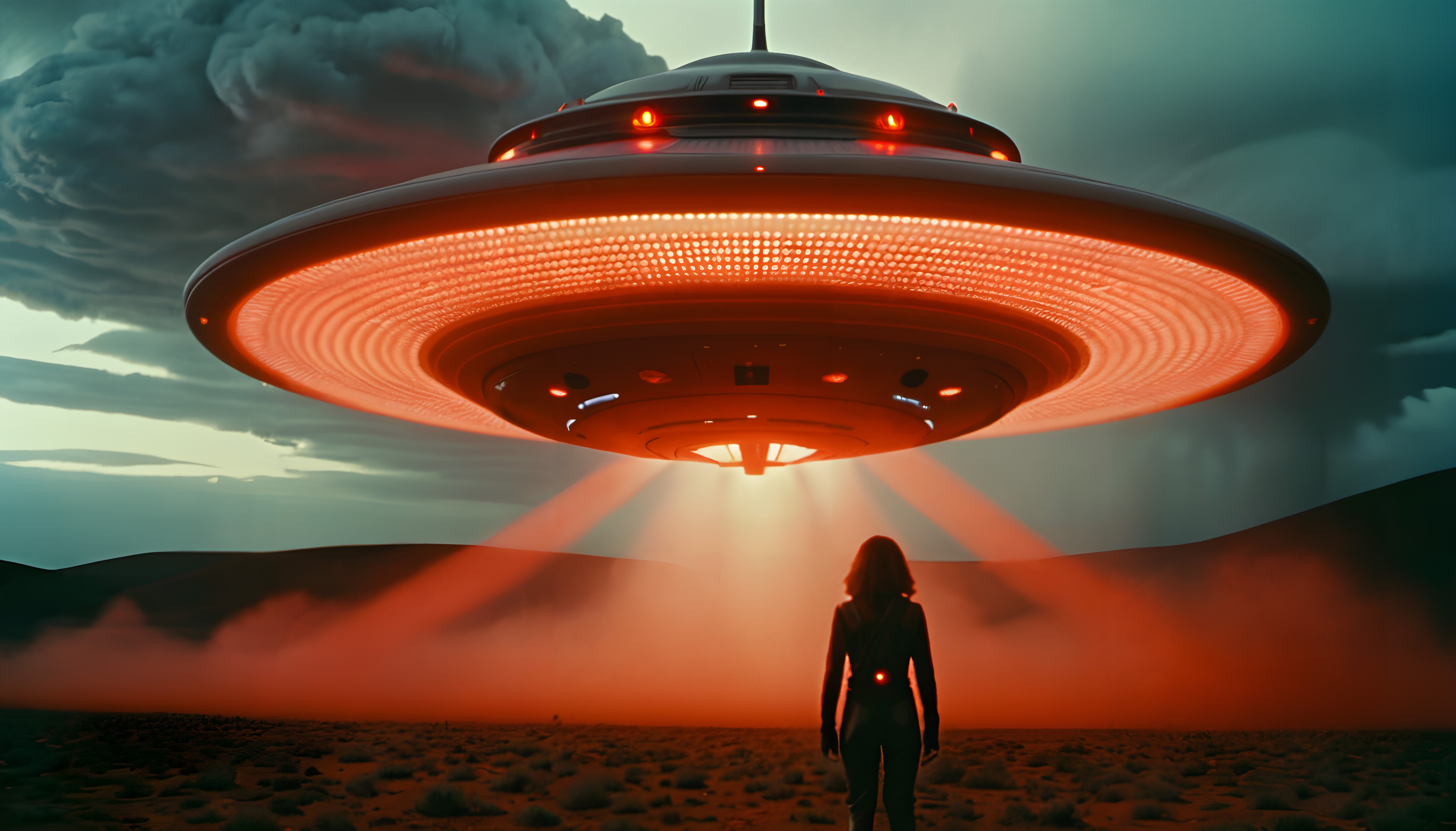 Alien Encounter in Desert Sky