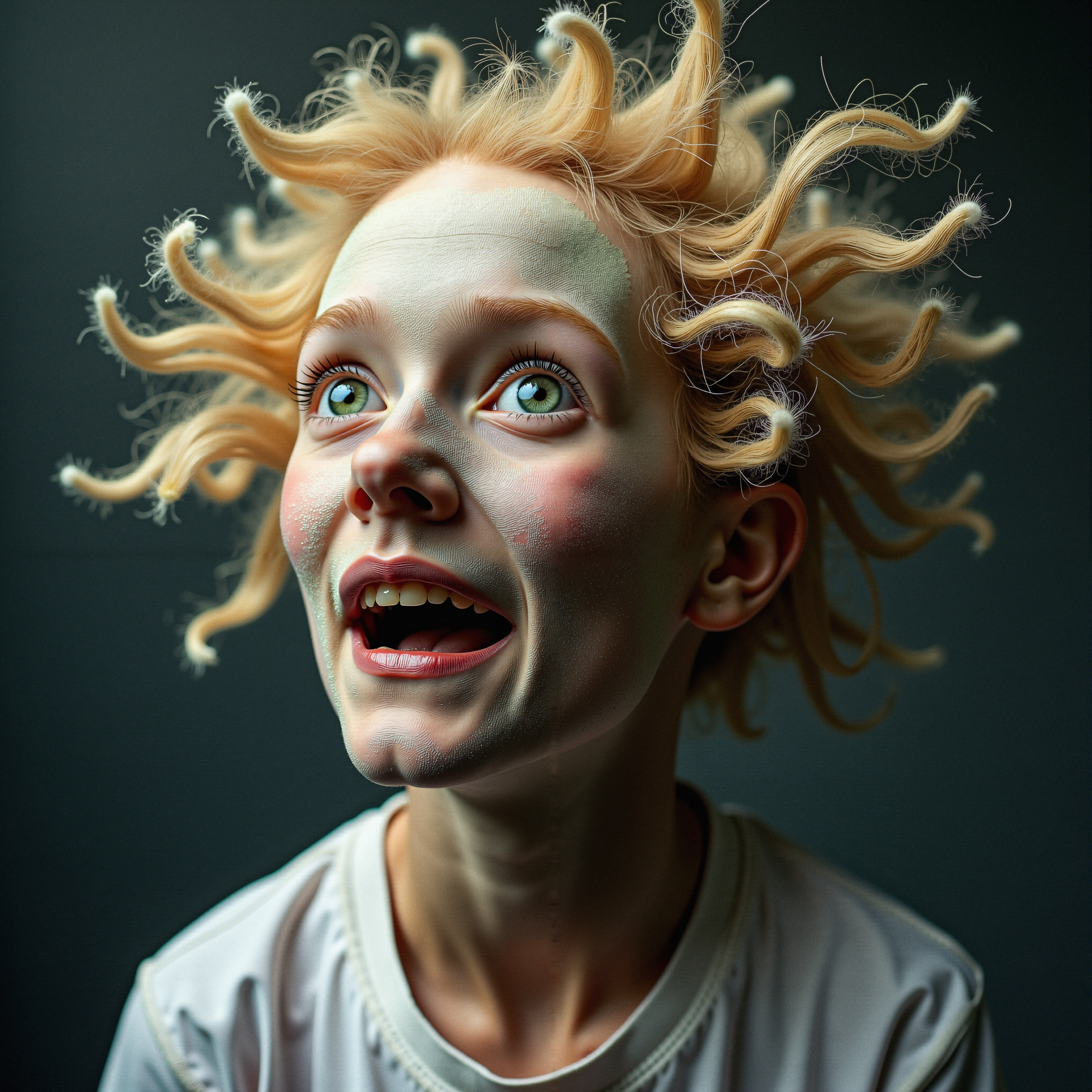 Joyful Expression with Playful Hair