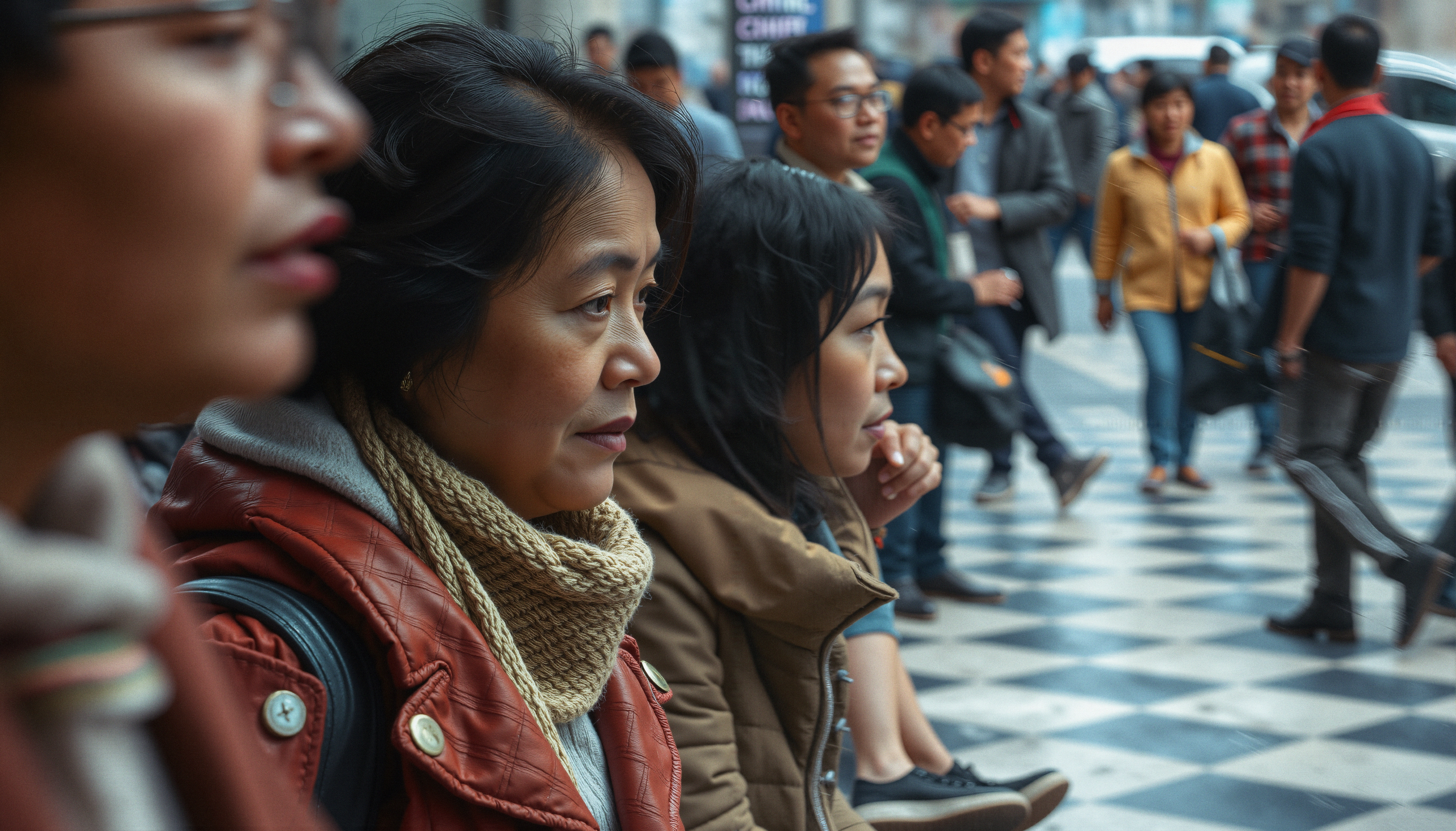 Crowd Watching on Busy Street