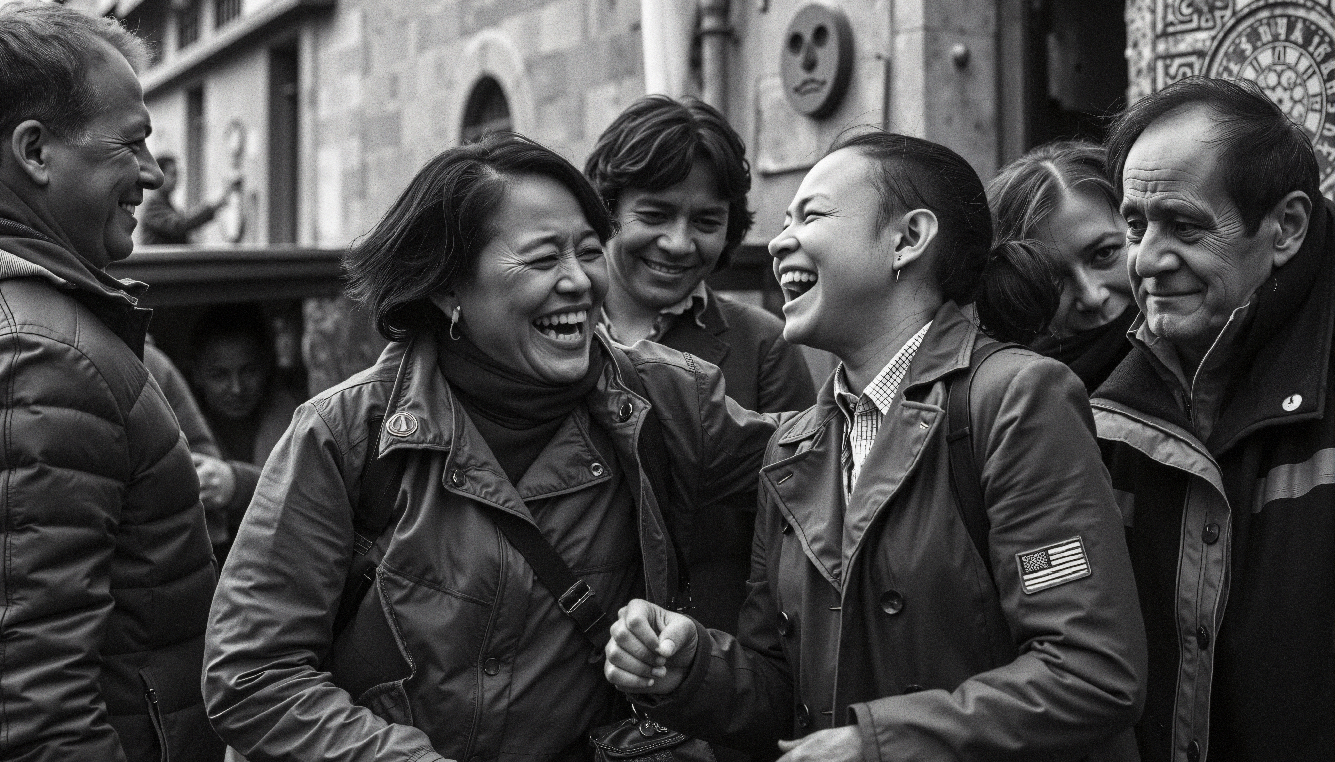 Joyful Moment on City Street