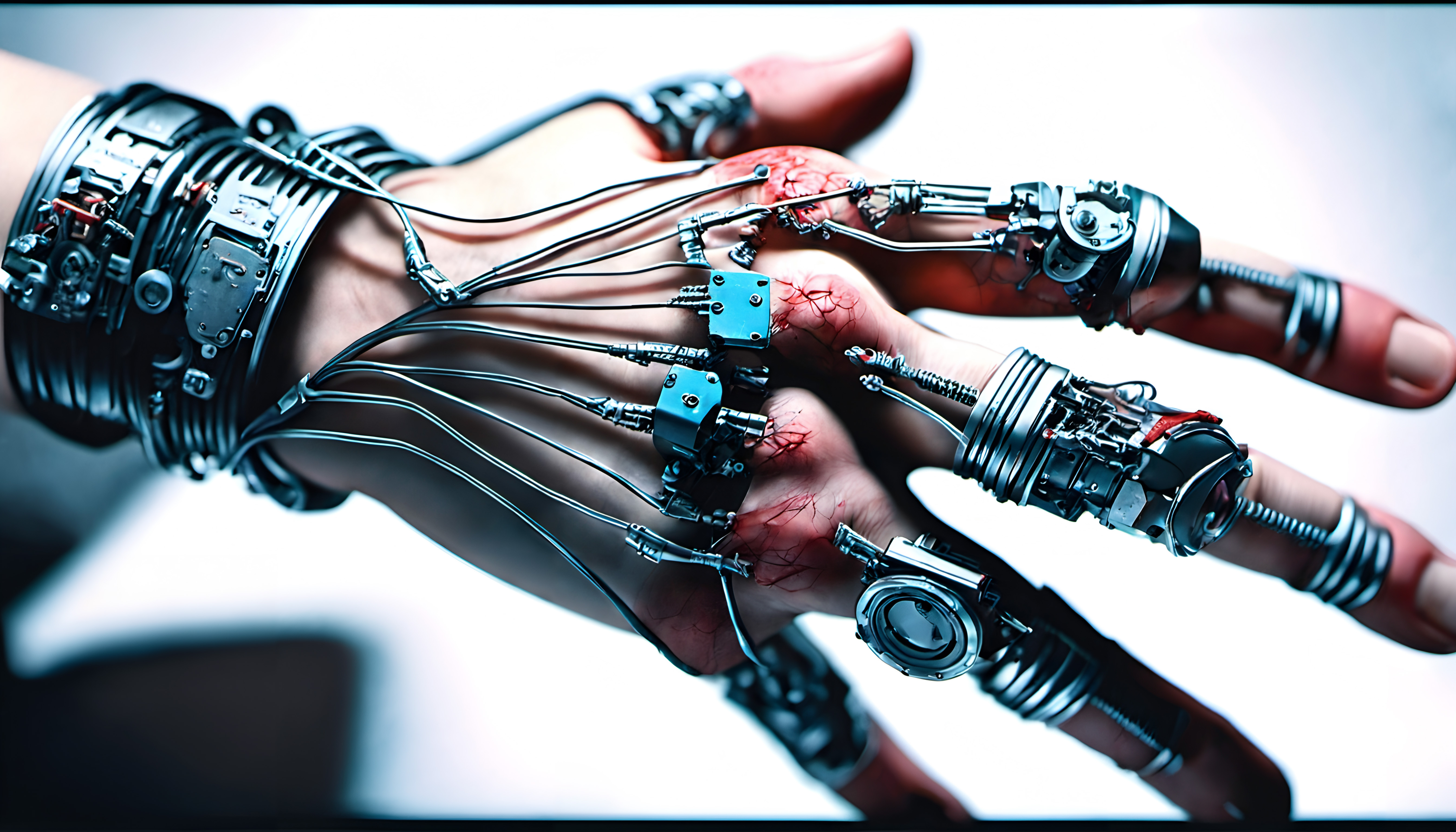 Cybernetic Hand with Mechanical Enhancements