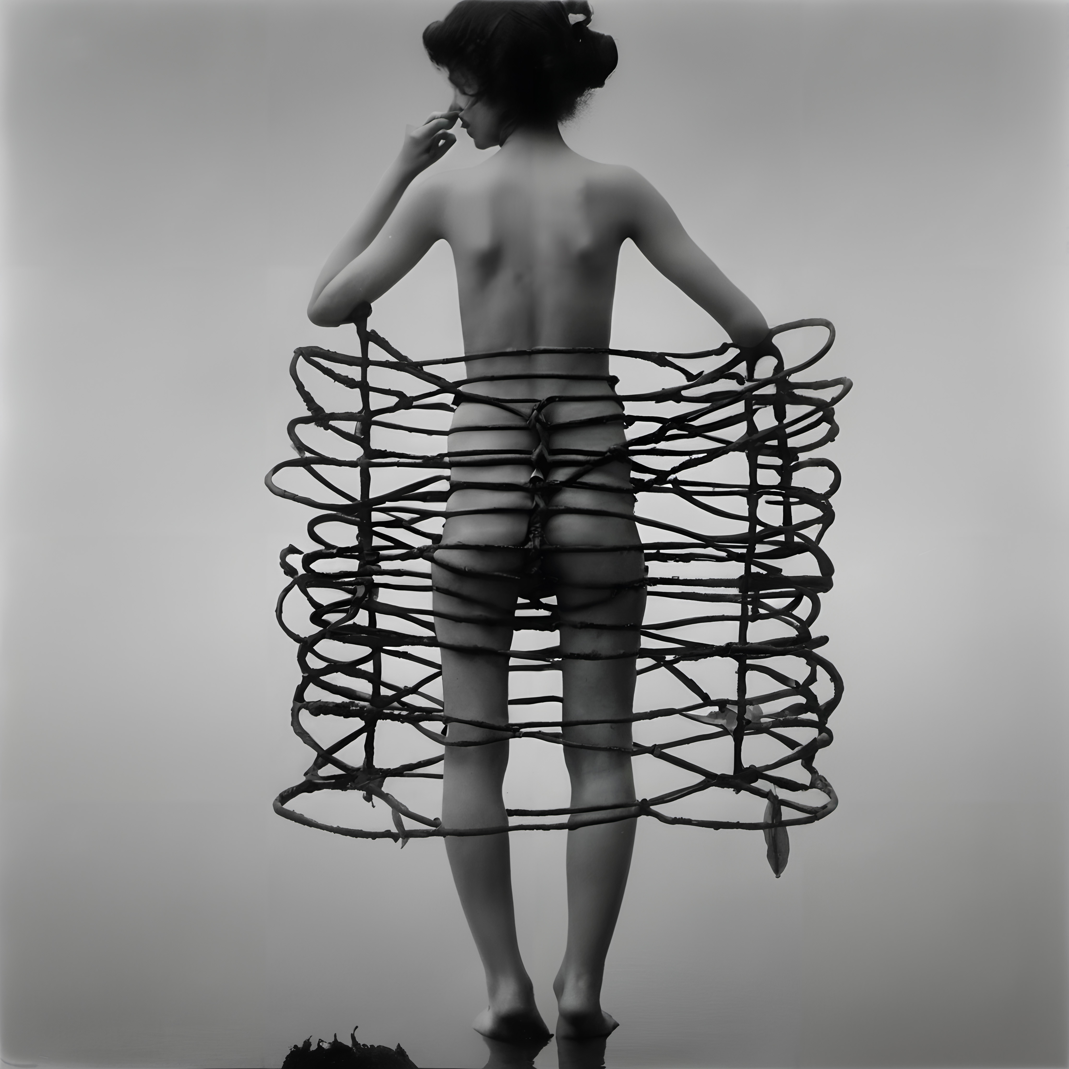 Enclosed in Spiraling Cage Artistry