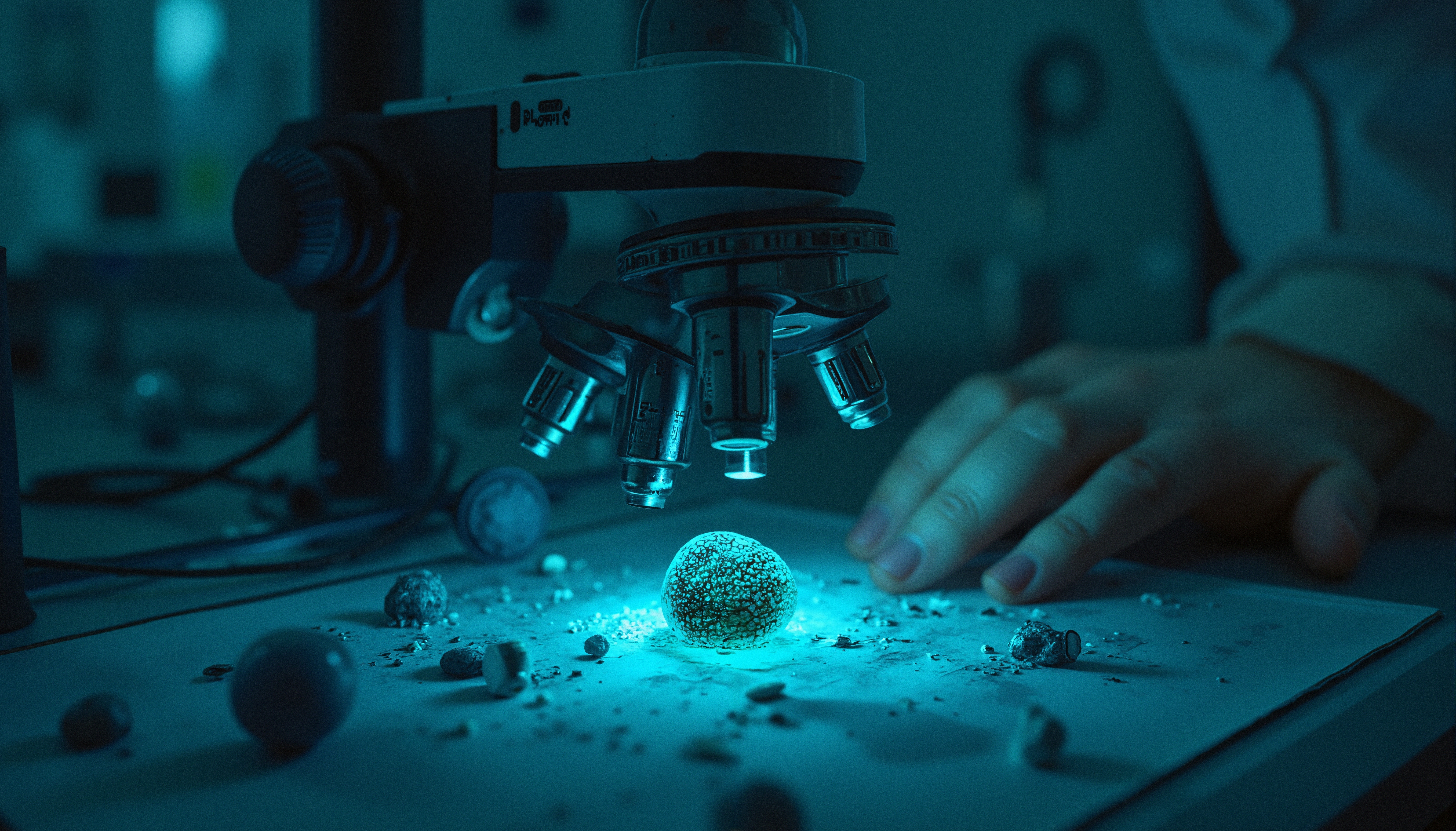Microscope’s Blue Glow Study