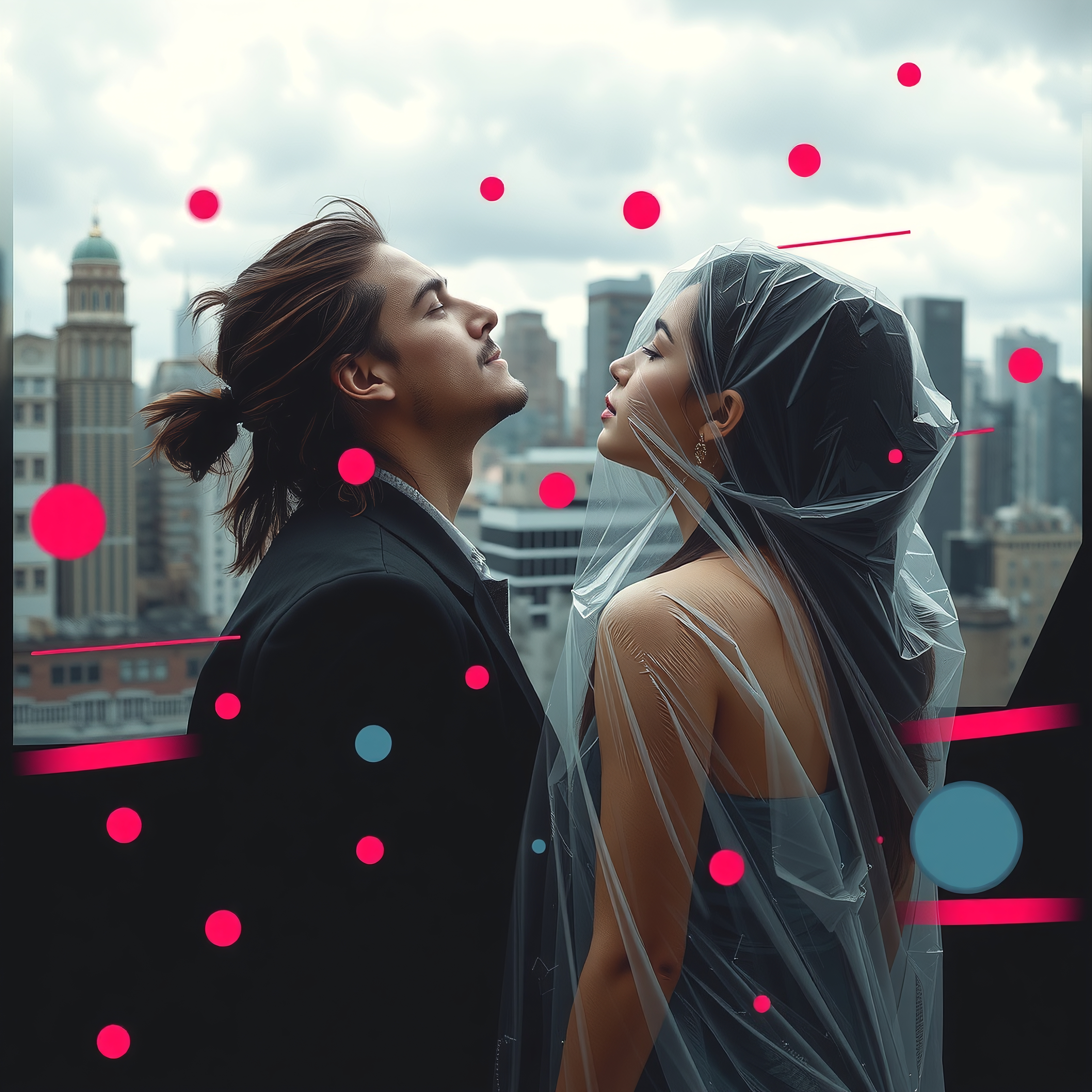 Romantic Urban Rooftop Encounter