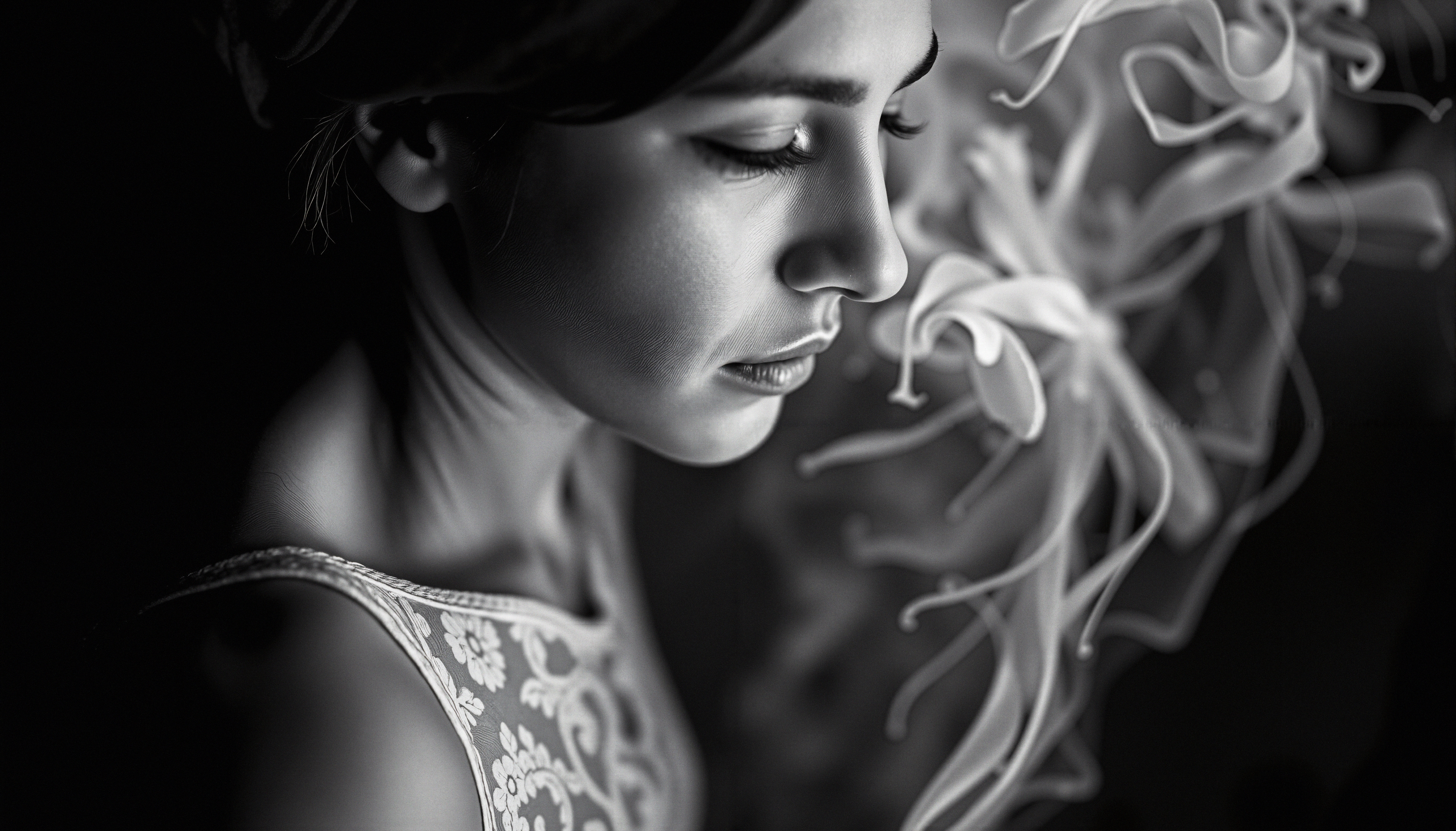 Contemplative Black and White Portrait