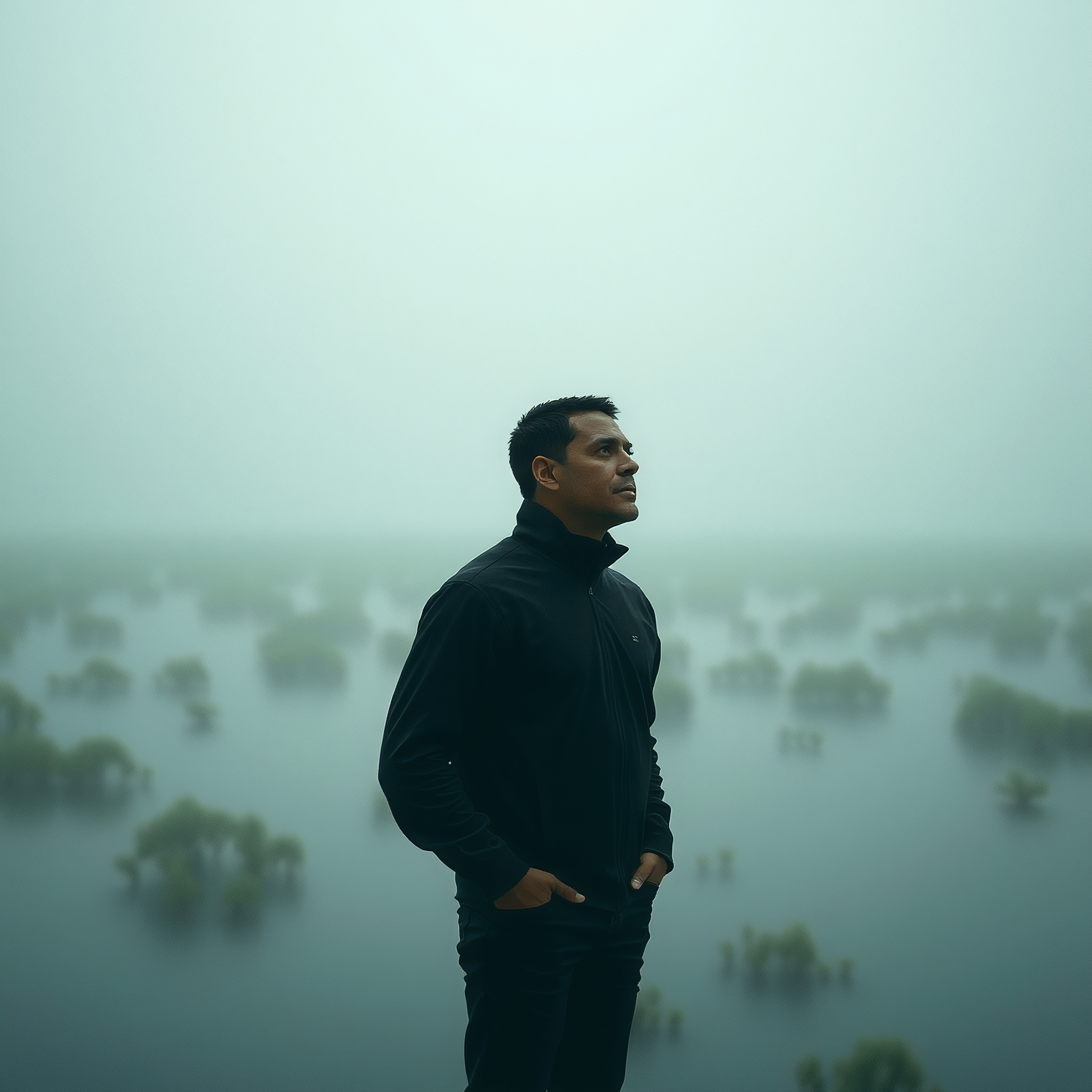 Contemplation in Misty Waters