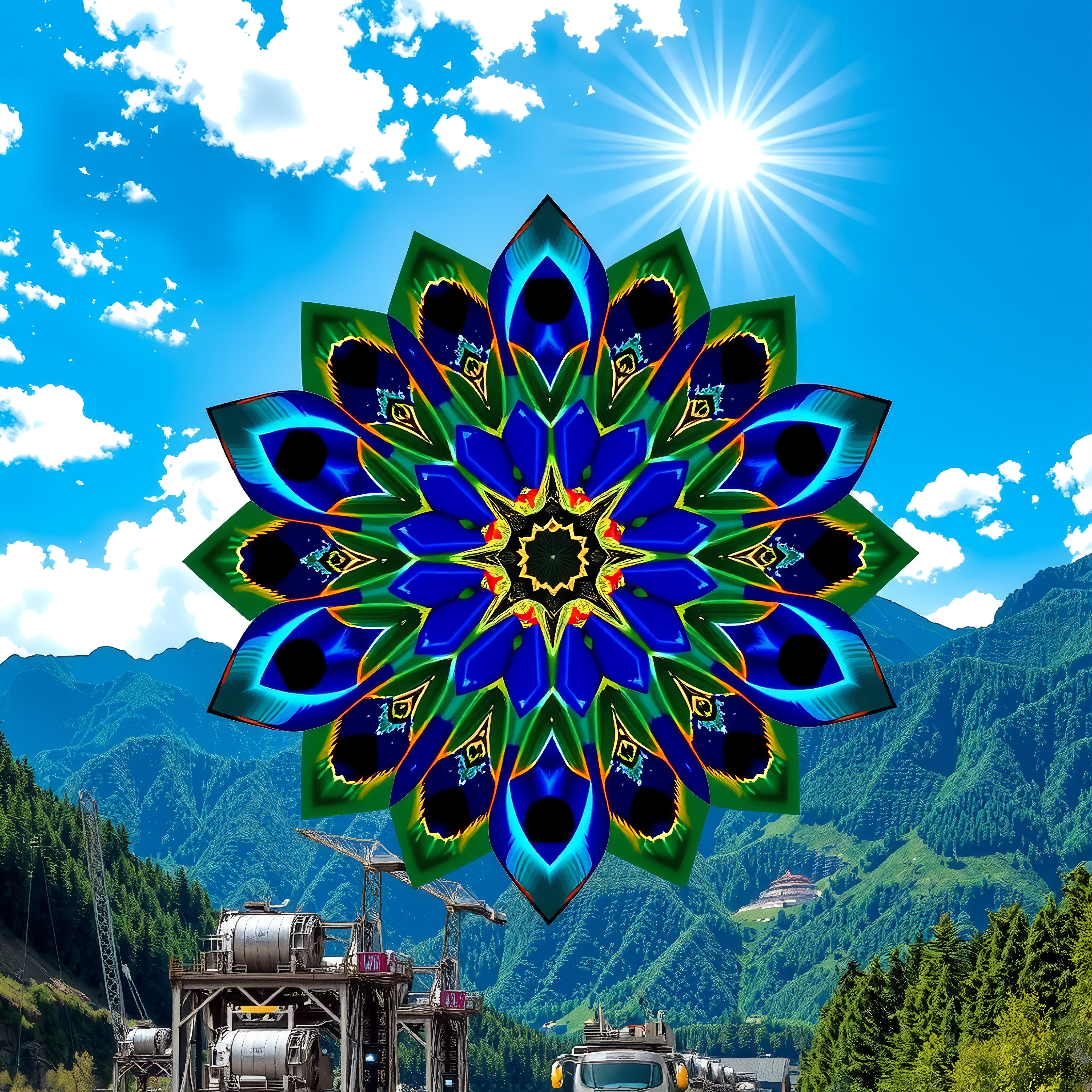 Mandala Over Mountain Landscape