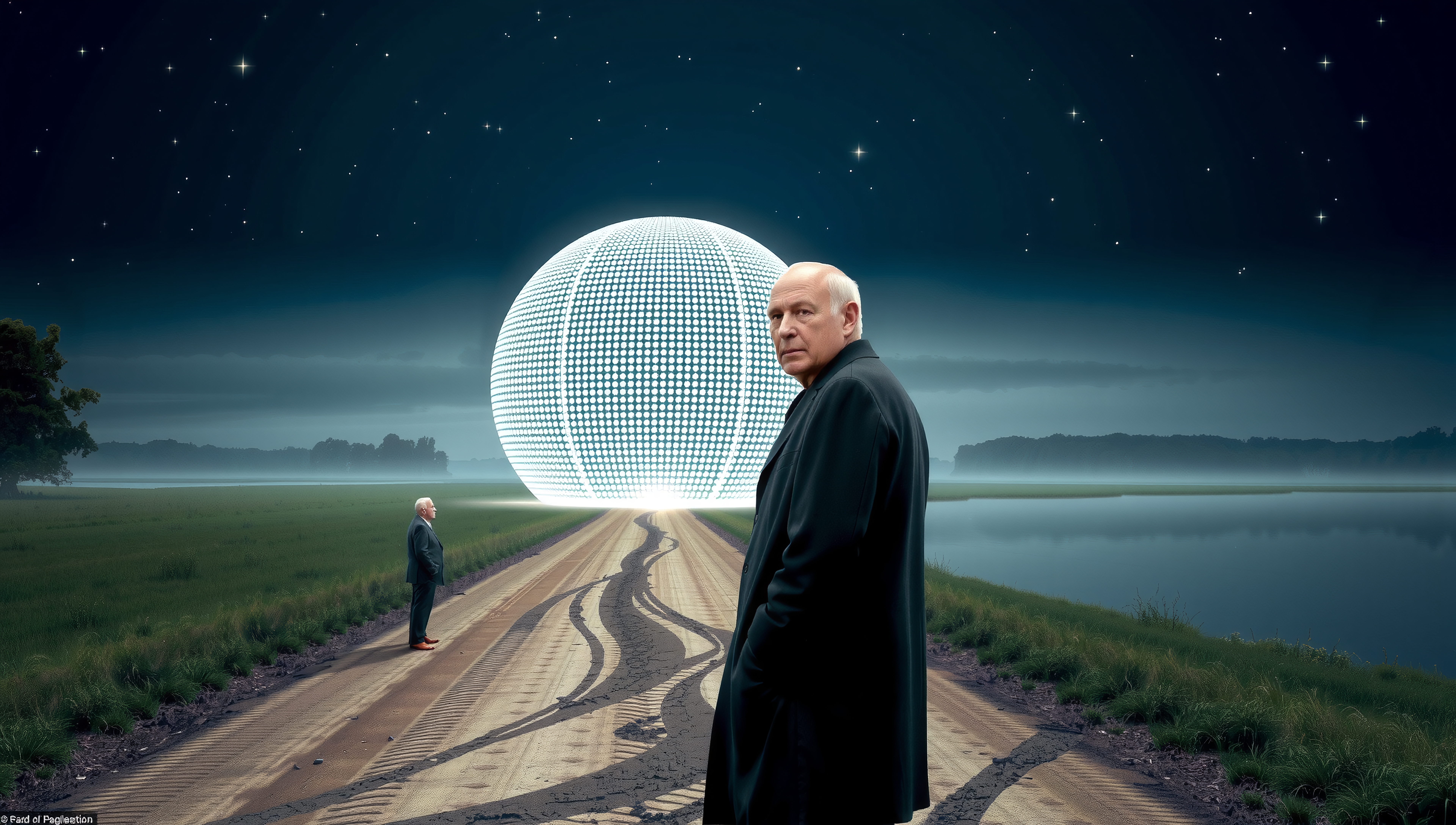 Illuminated Sphere on Dirt Path
