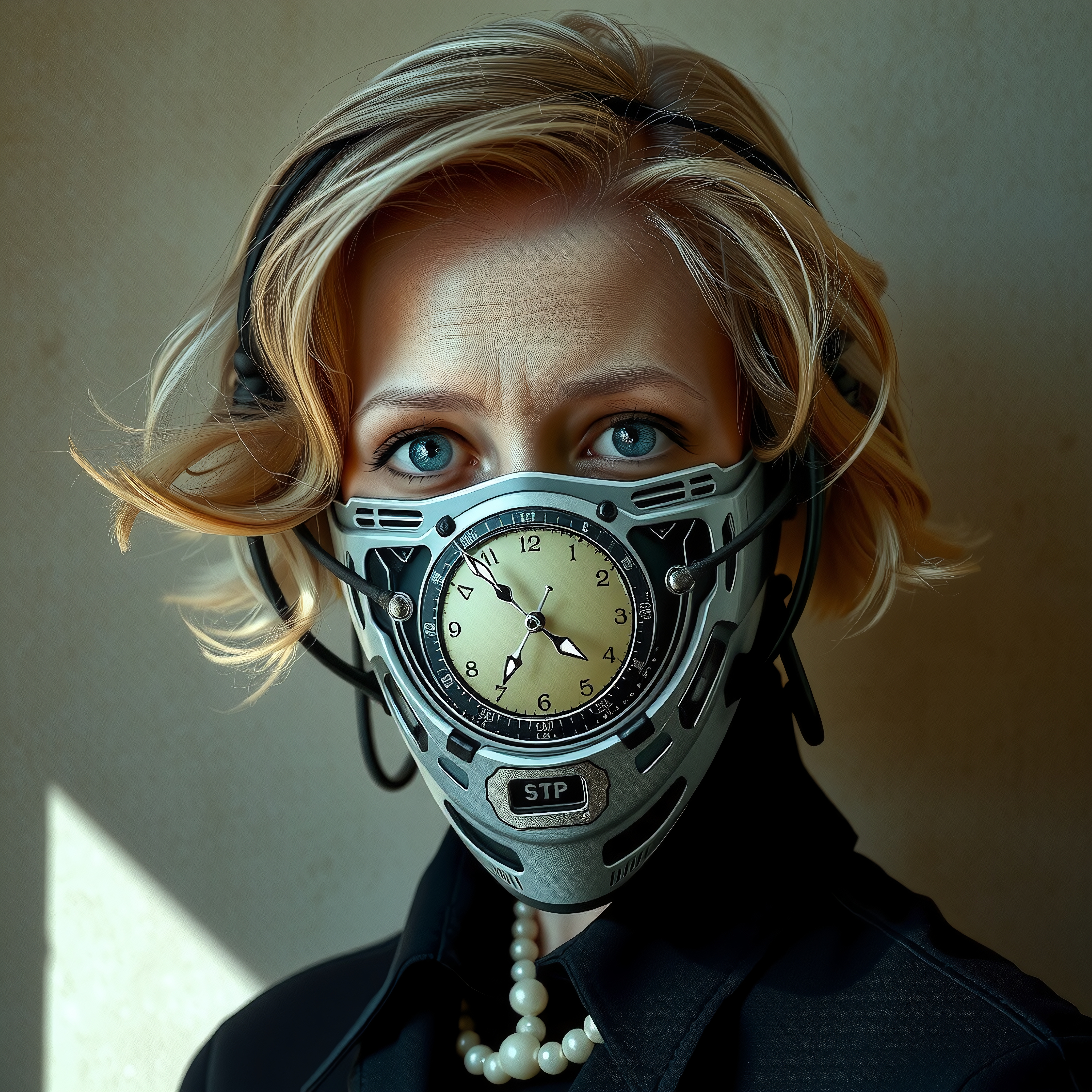 Time Mask Futuristic Elegance Portrait