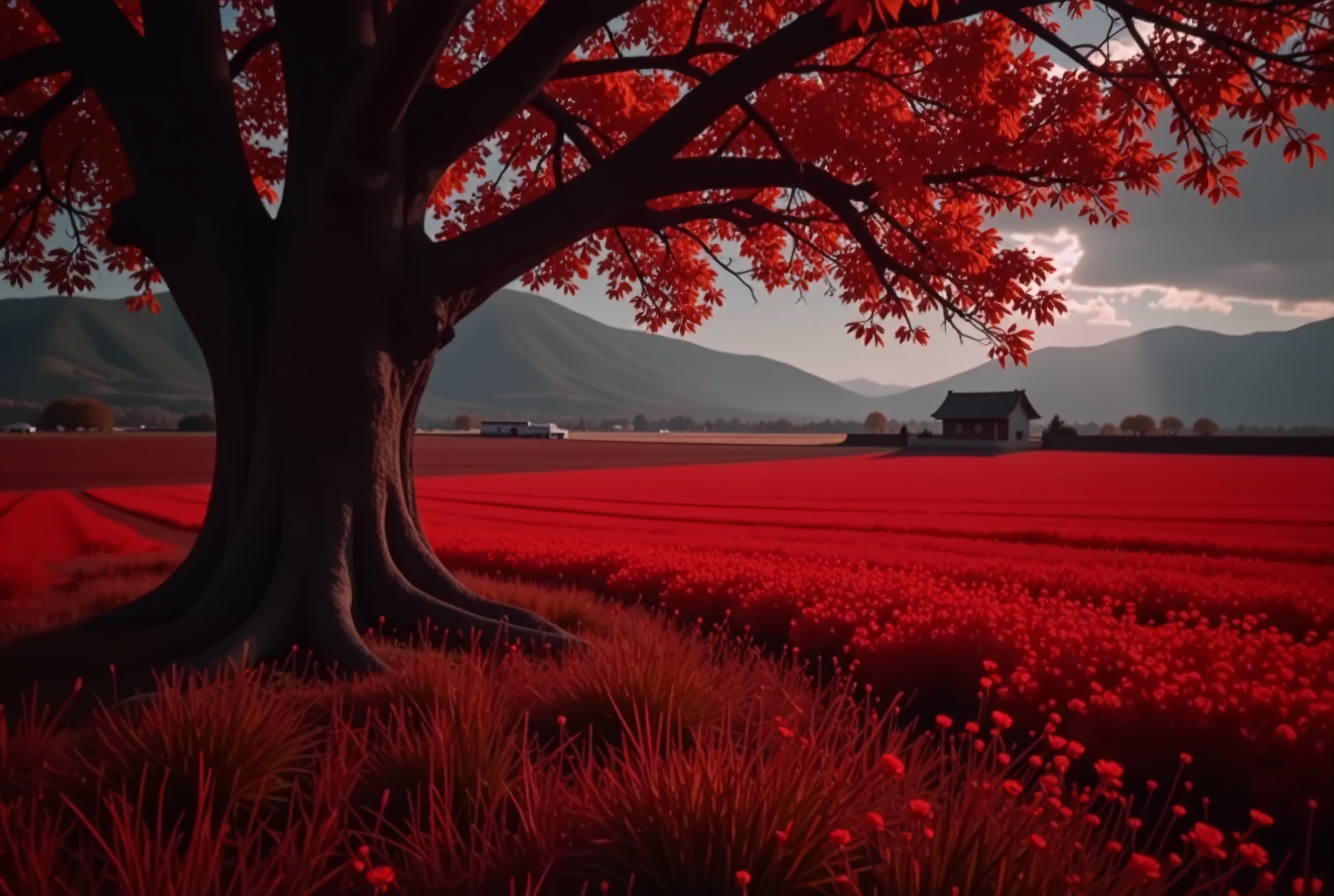 Fiery Autumn Fields in Bloom