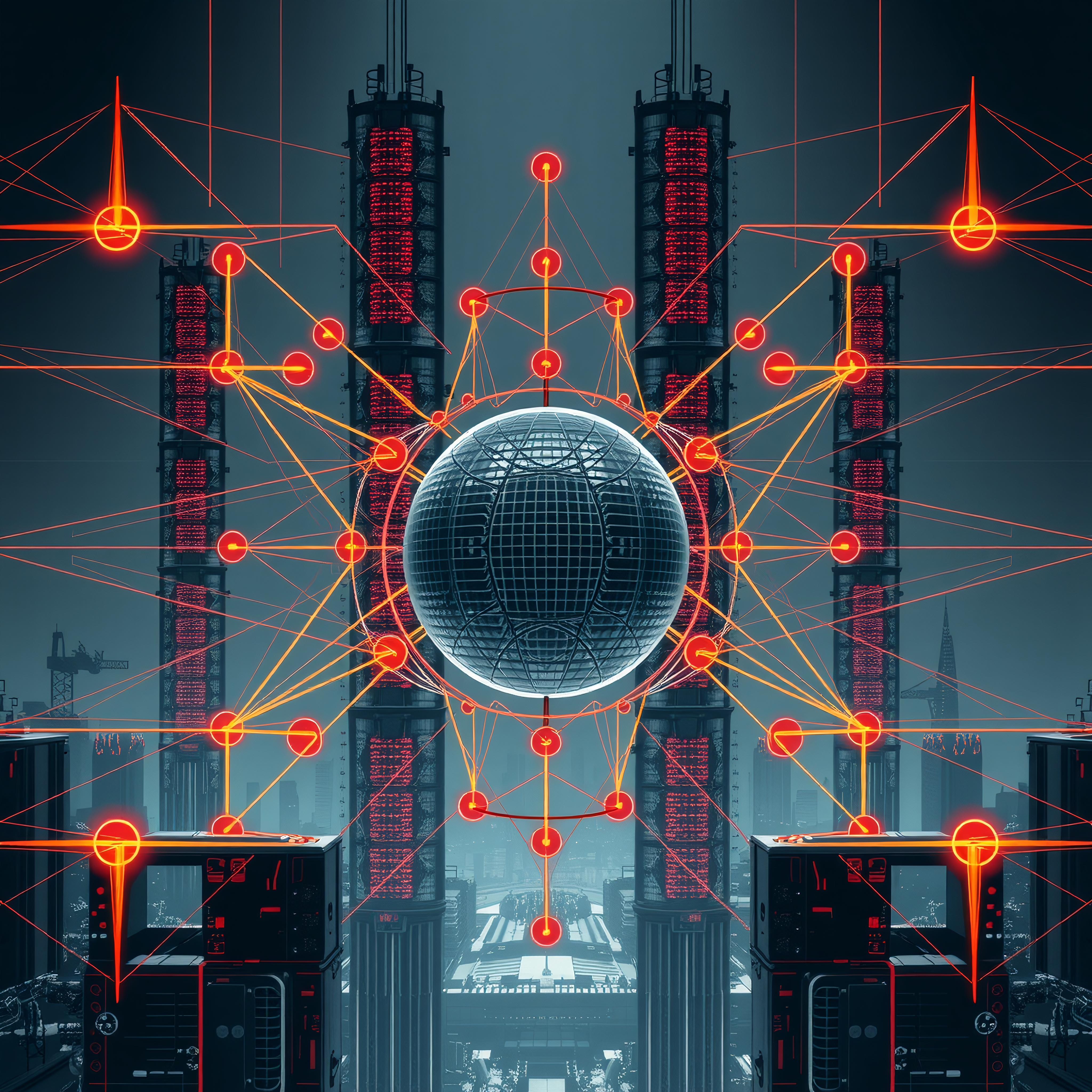Digital Network Sphere Amidst City
