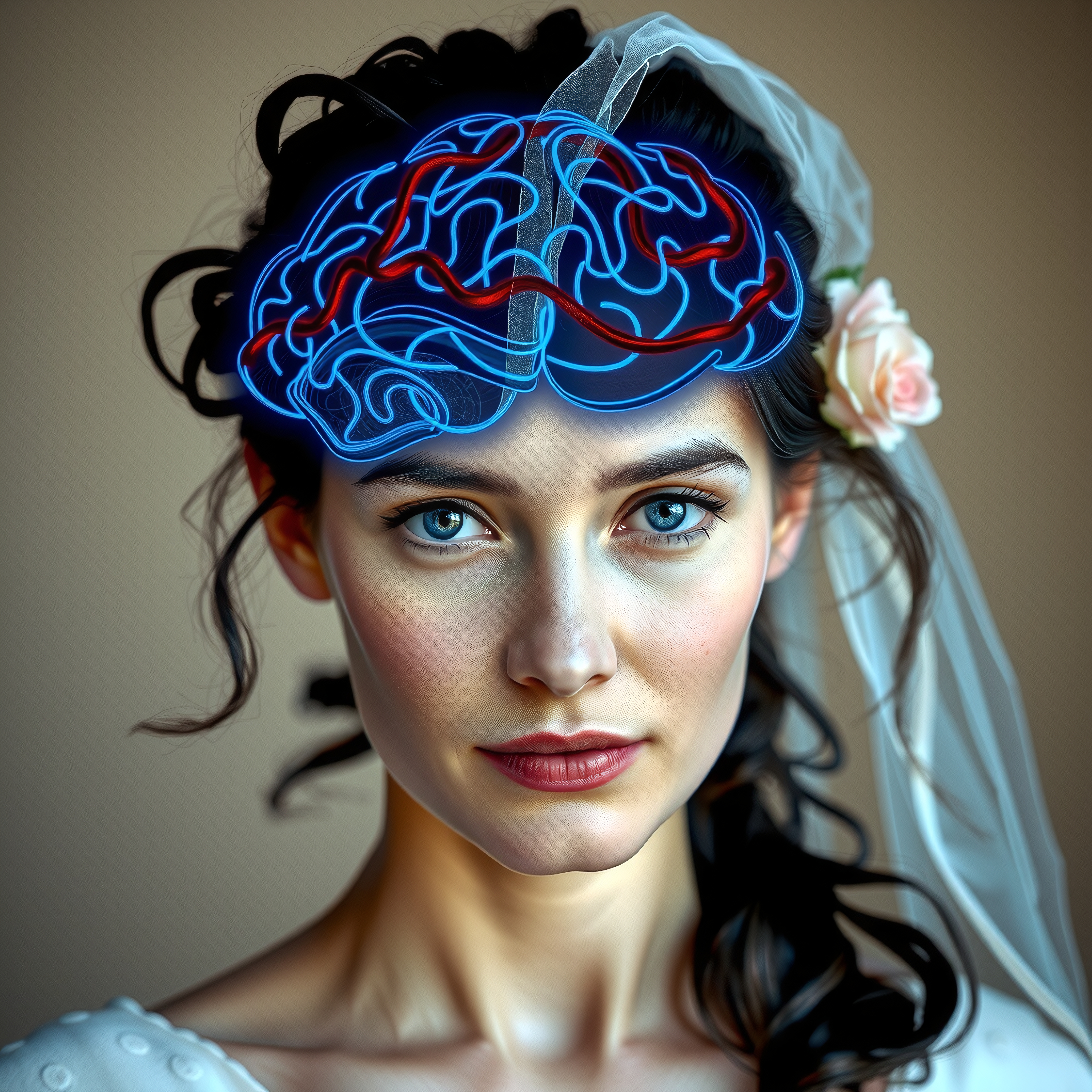 Bride with Blue Neural Imagery
