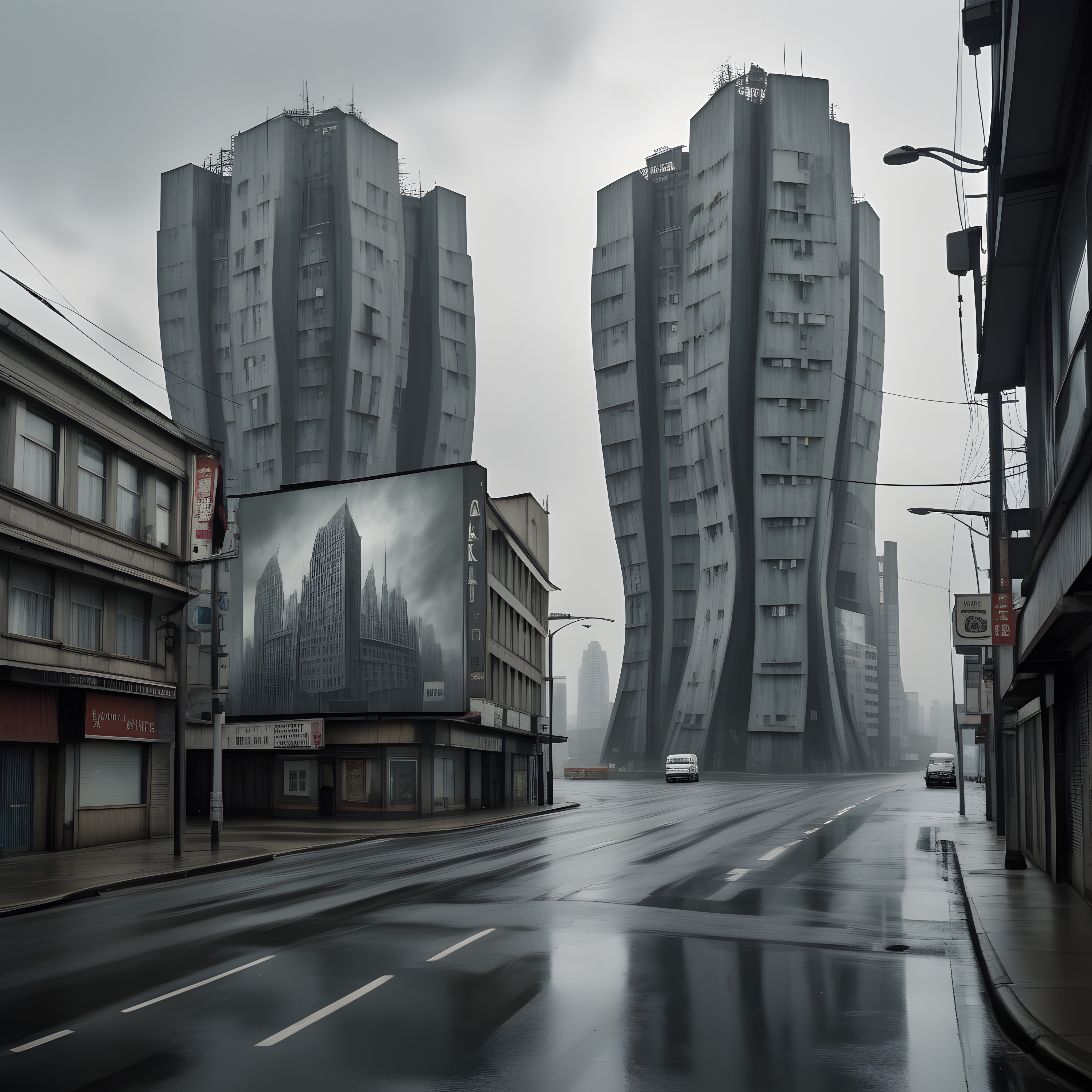 Futuristic Twisted Urban Skyscrapers Scene