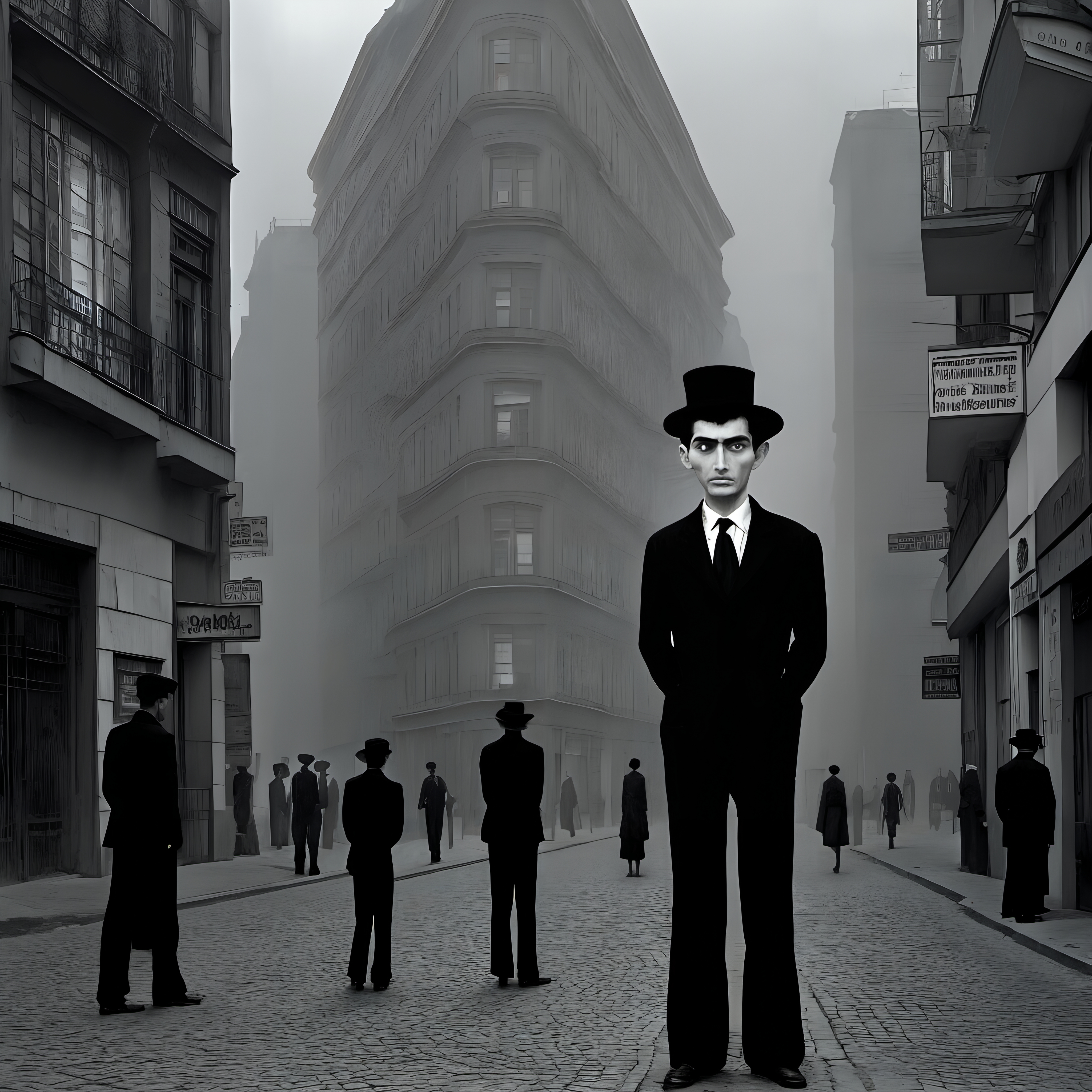Mysterious man in foggy street