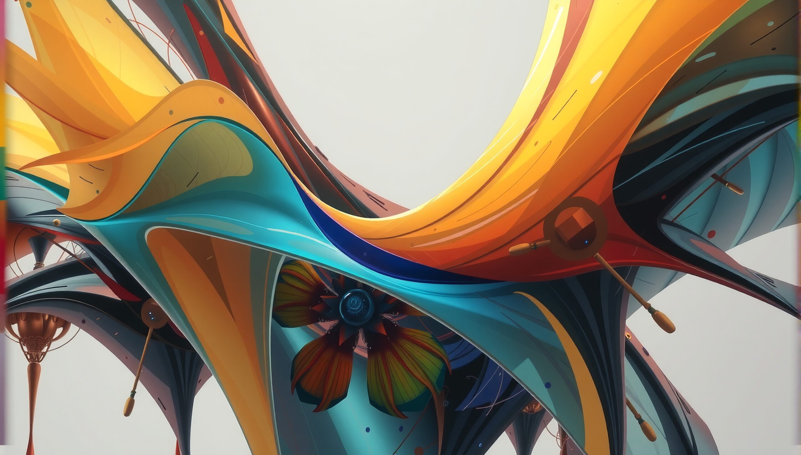 A vibrant abstract design with dynamic colorful waves.
