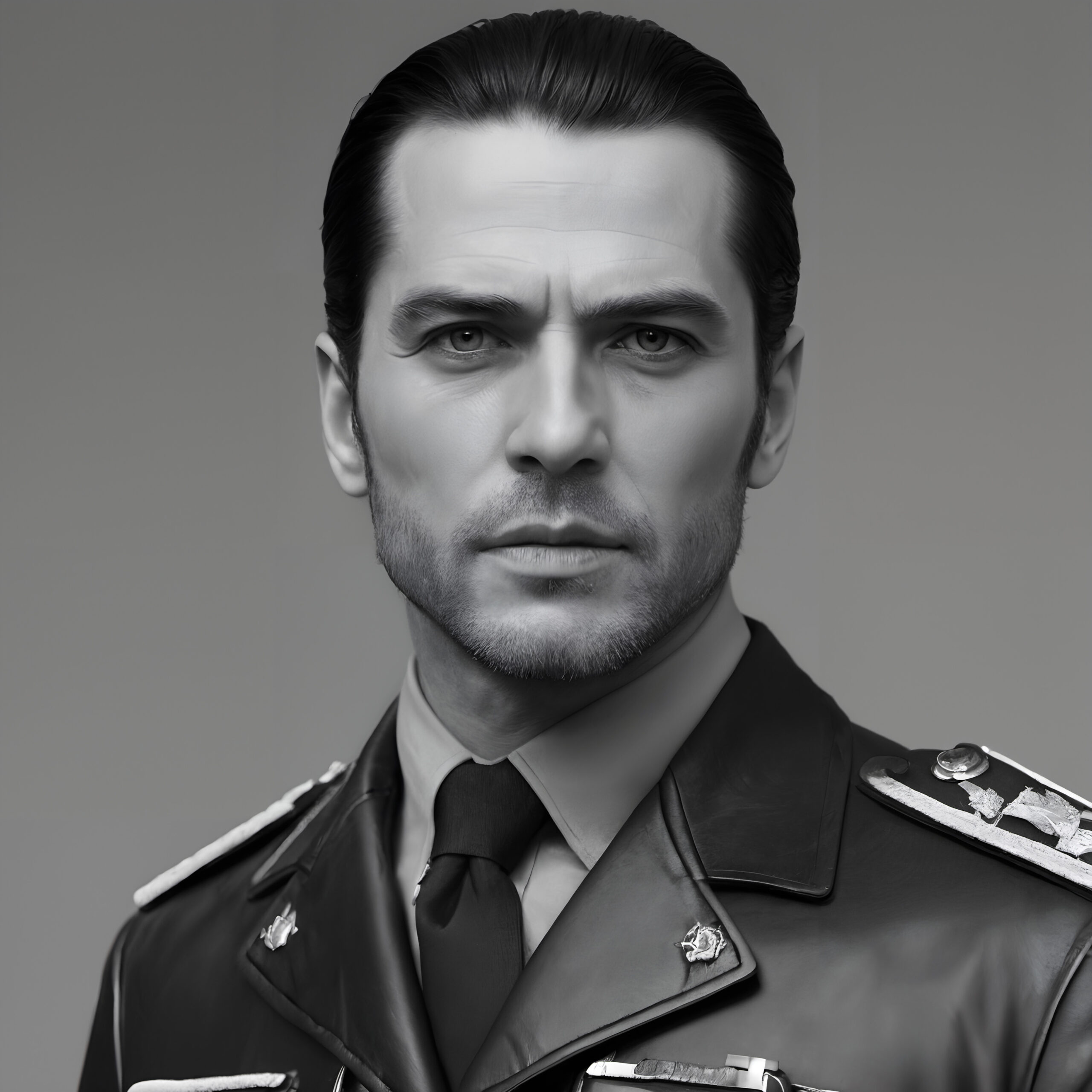 A stern-faced man in a military or paramilitary uniform.