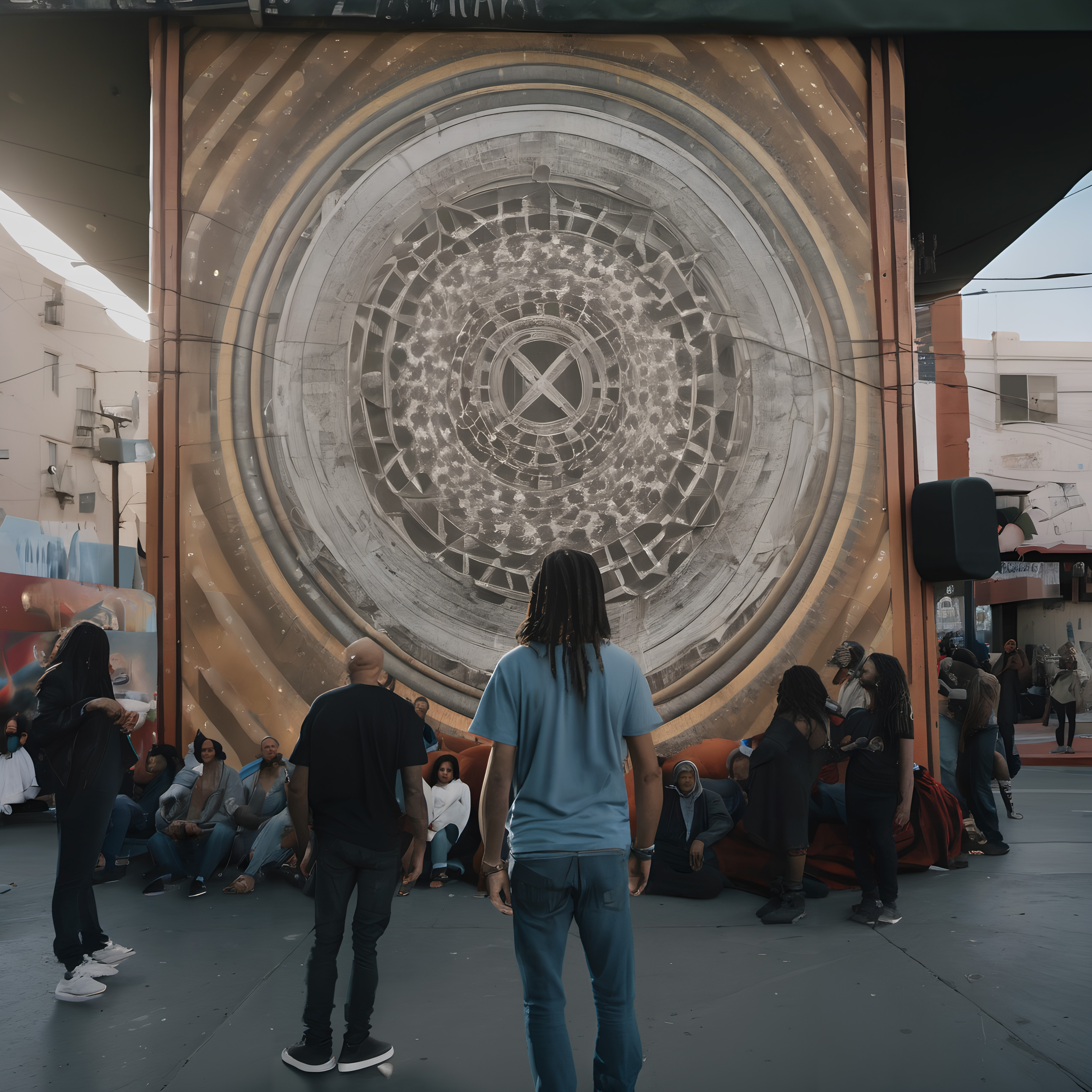 Futuristic Portal Art Installation in Urban Environment with Div