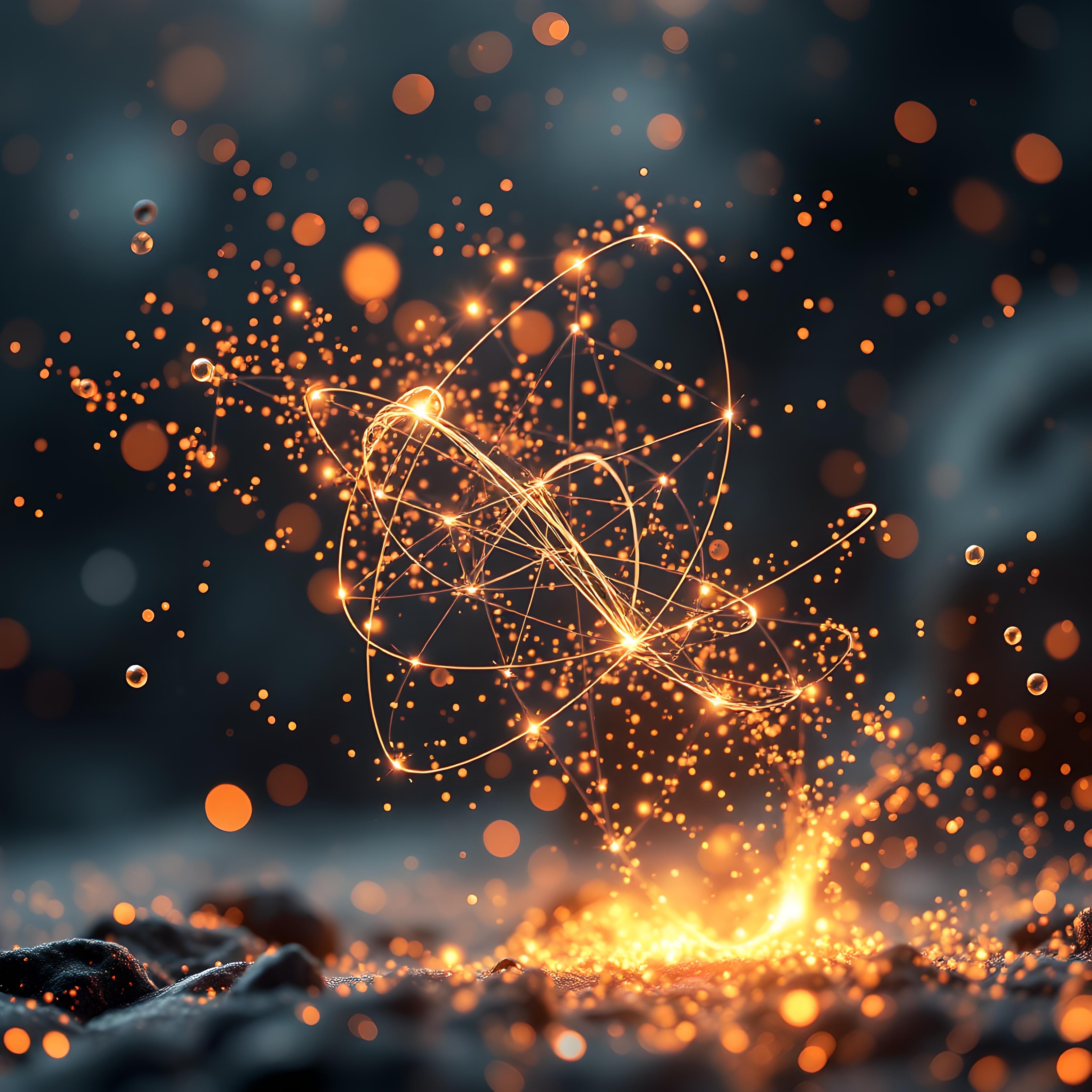 Mesmerizing glowing particles in motion creating dynamic abstract patterns in dark atmosphere.