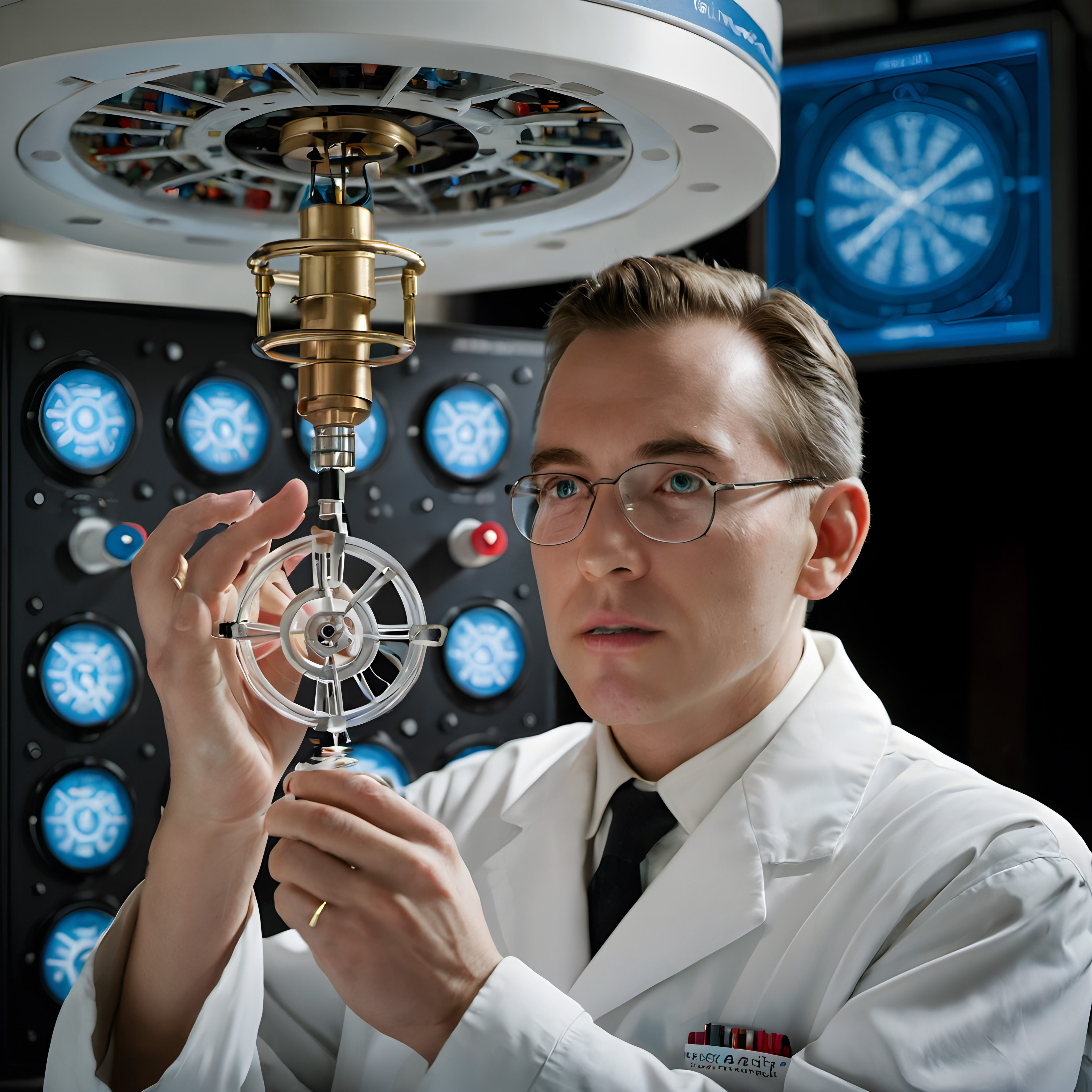 Scientist Examining Time Machine