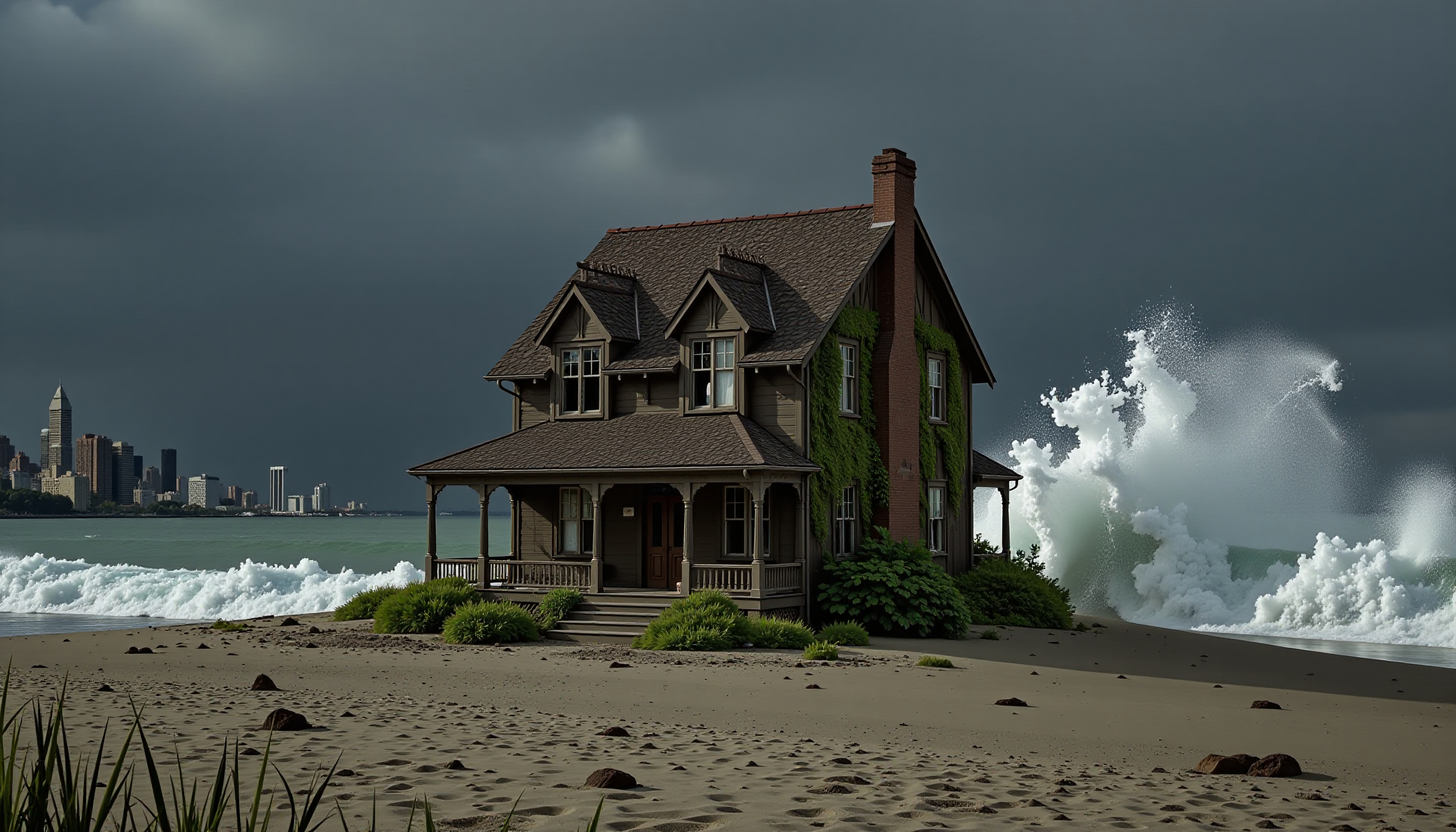House Amidst Stormy Waves