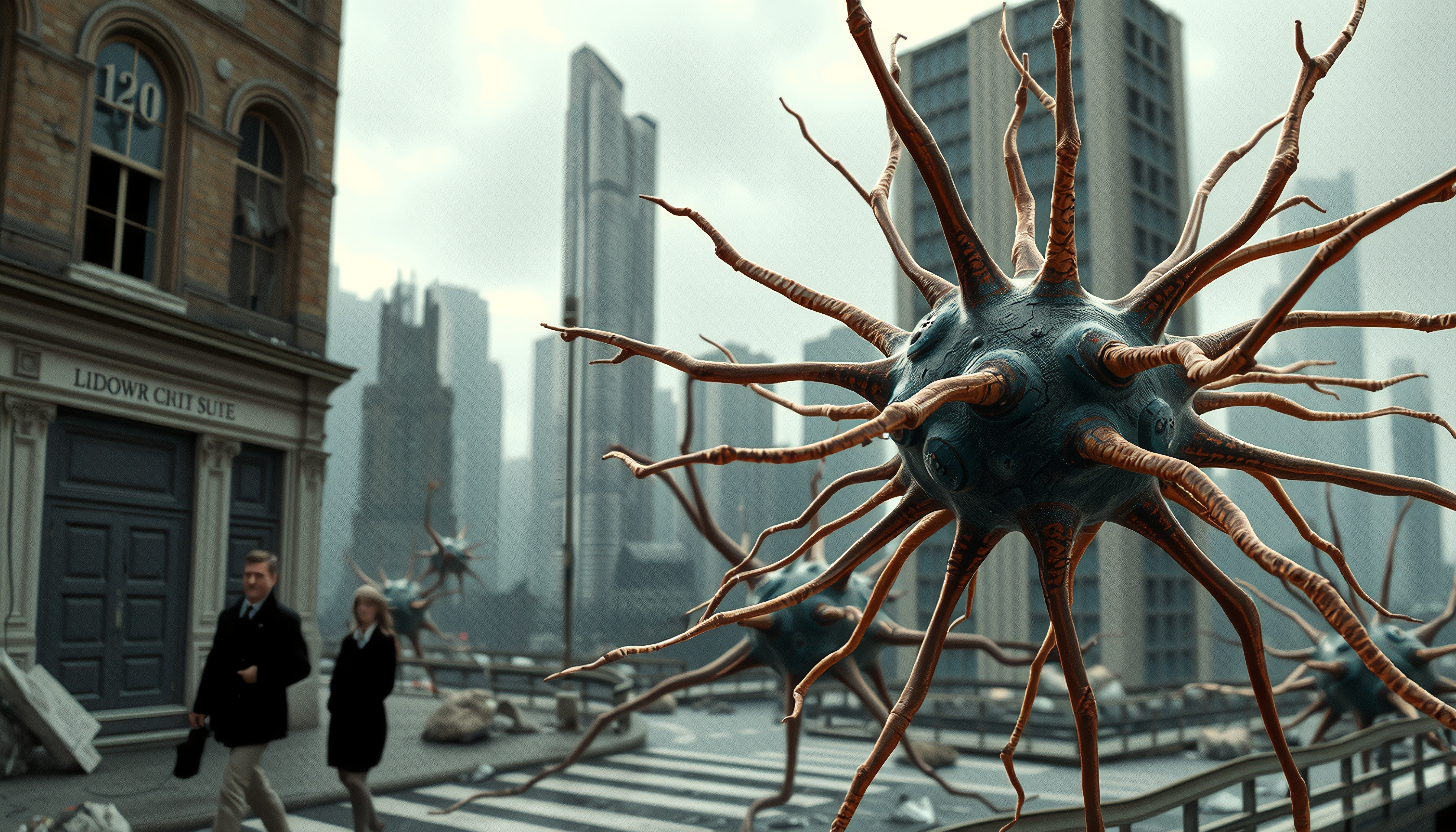 Alien Organic Structures with Tentacle-Like Appendages in Futuri