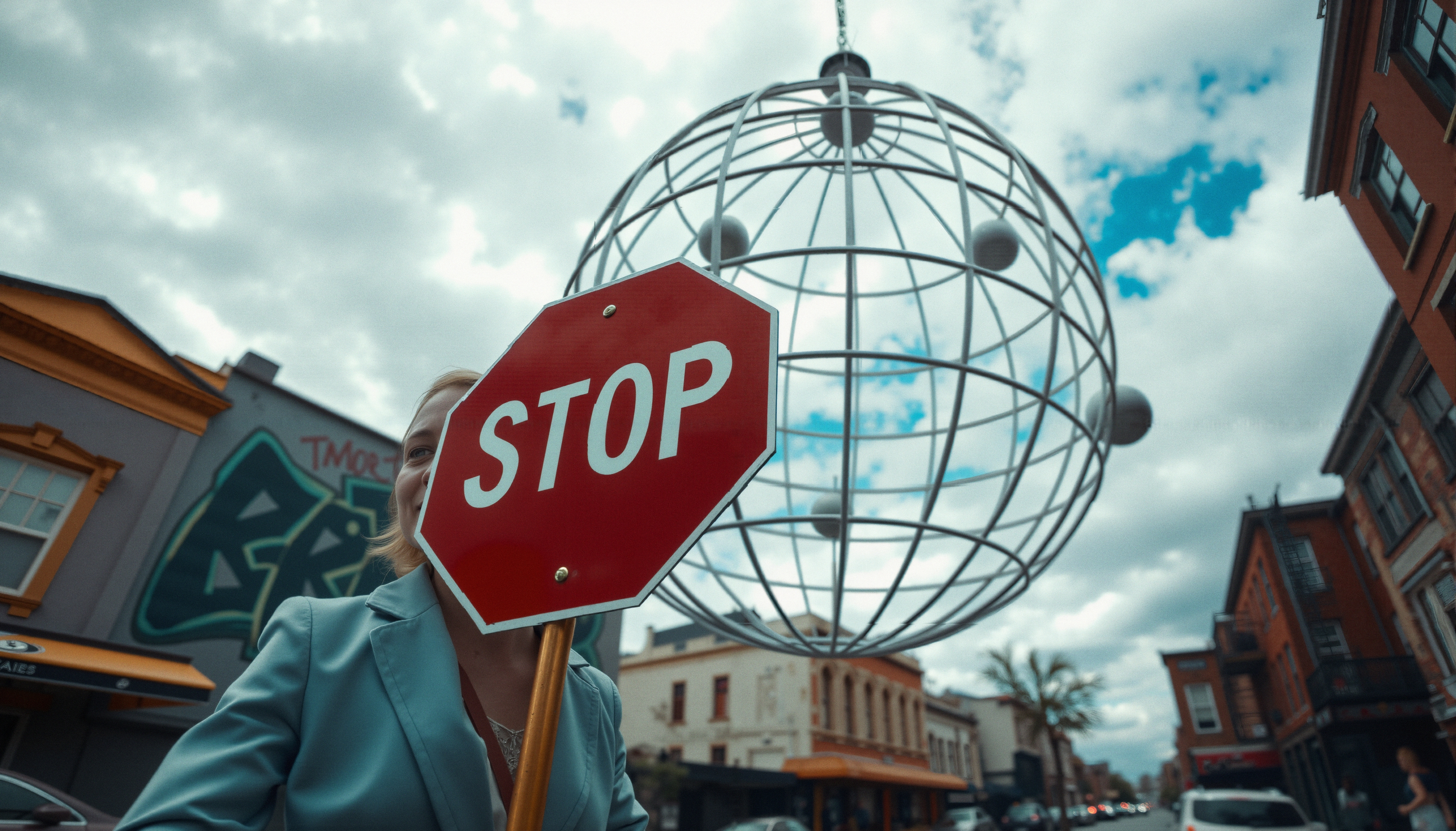 Urban Scene with Stop Sign