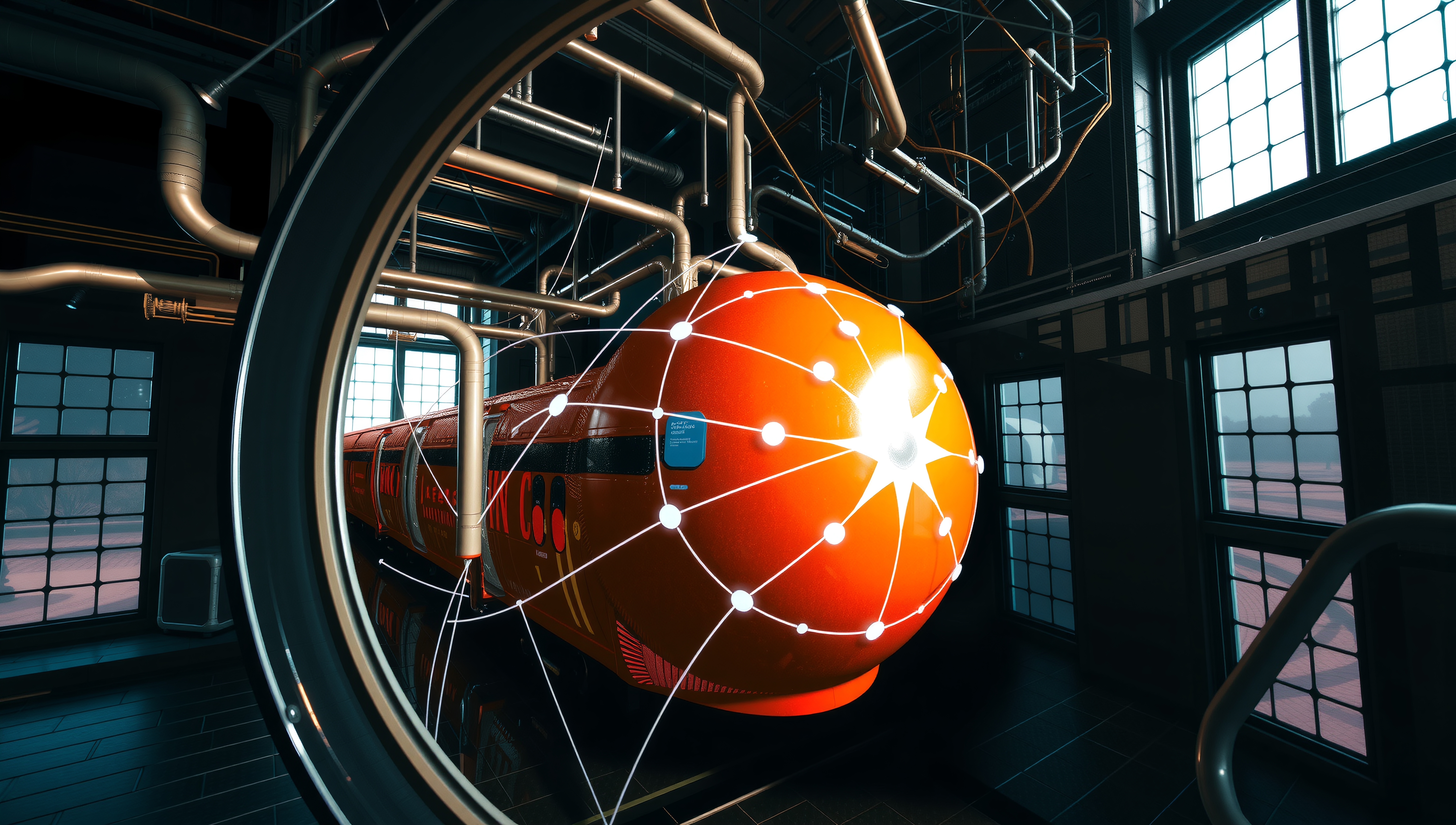 Futuristic Submarine in Industrial Setting