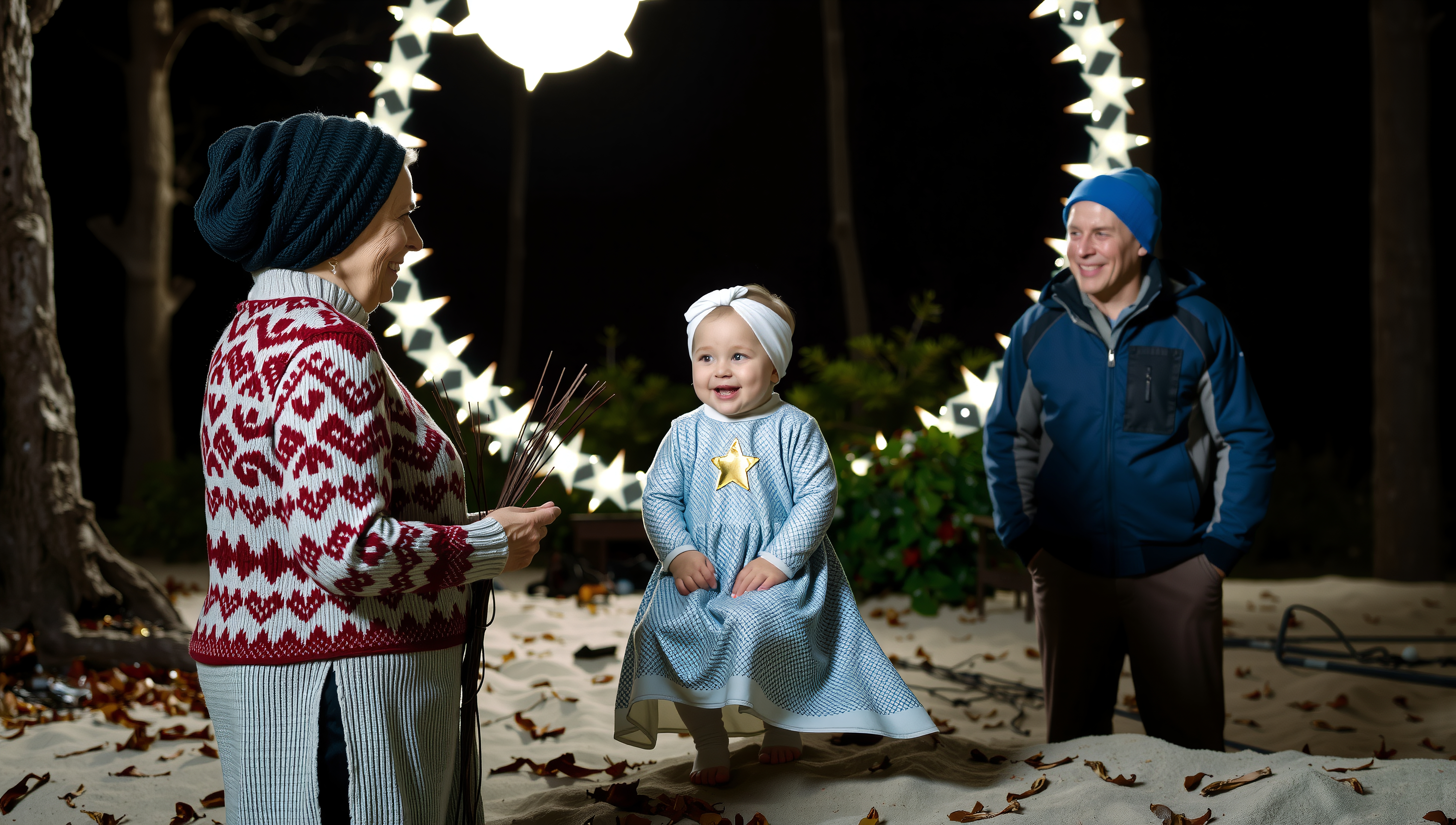 Warm family enjoying festive evening.