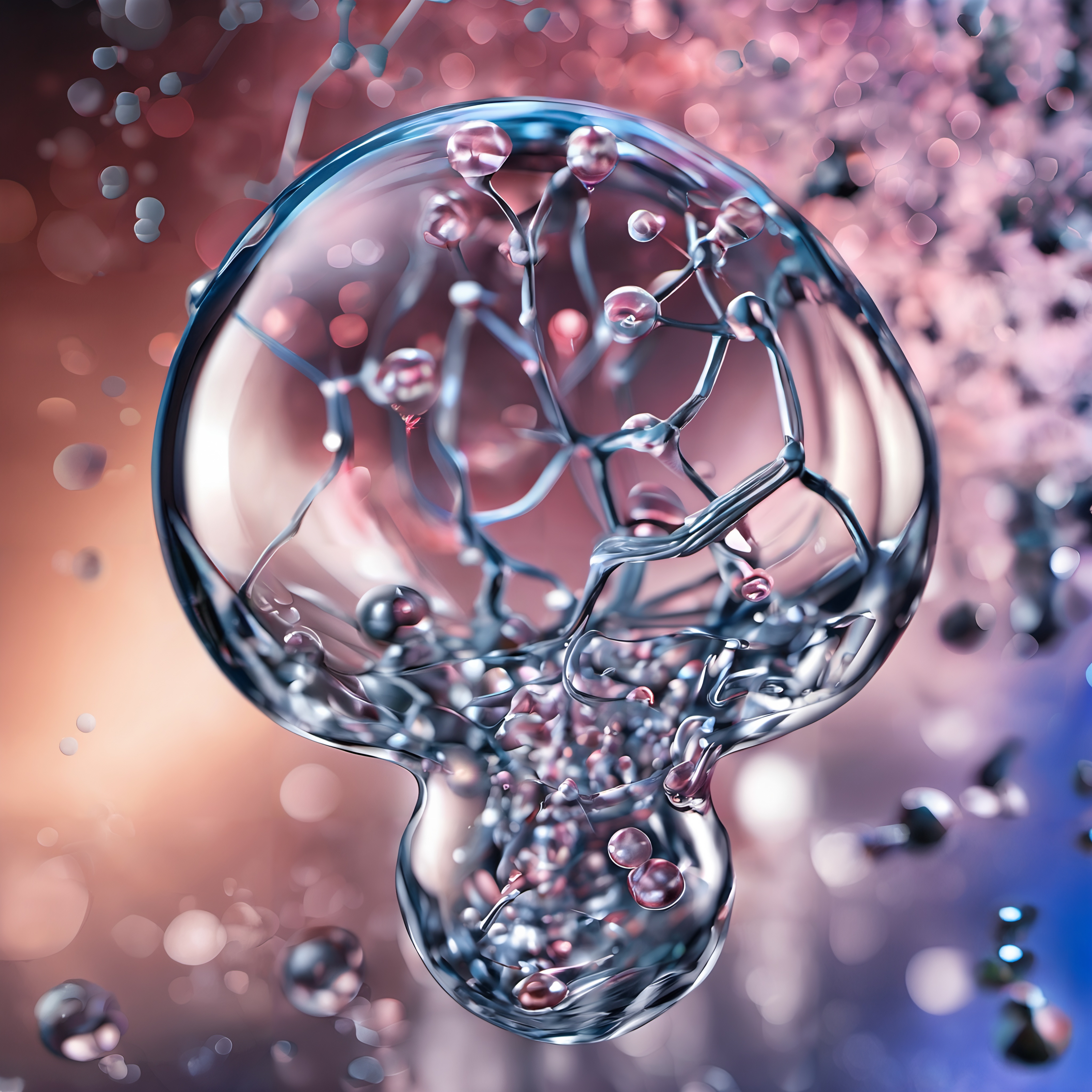 Futuristic Metallic Brain Structure with Interconnected Nodes an