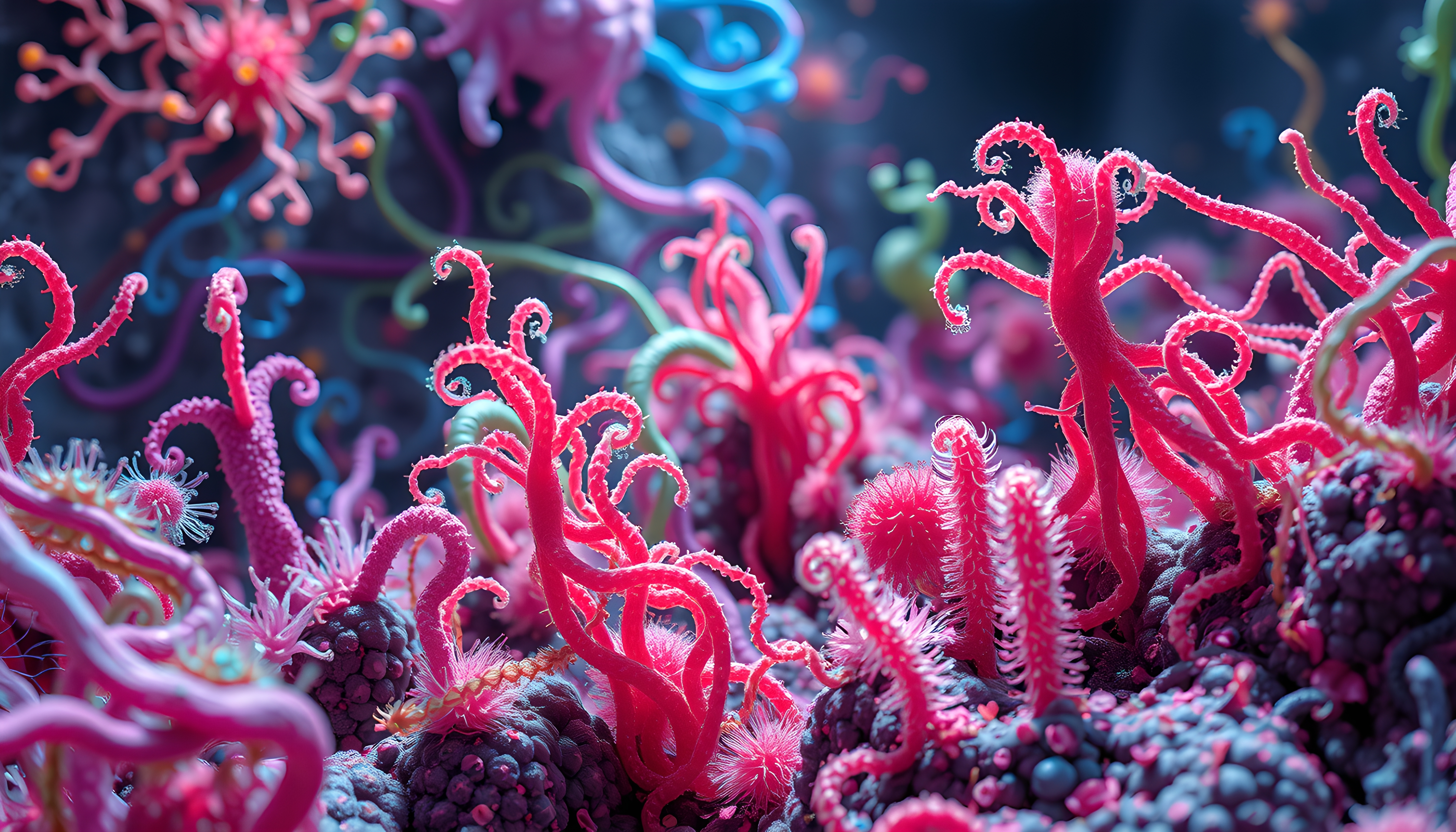 Vibrant underwater fantasy scene with colorful coral.