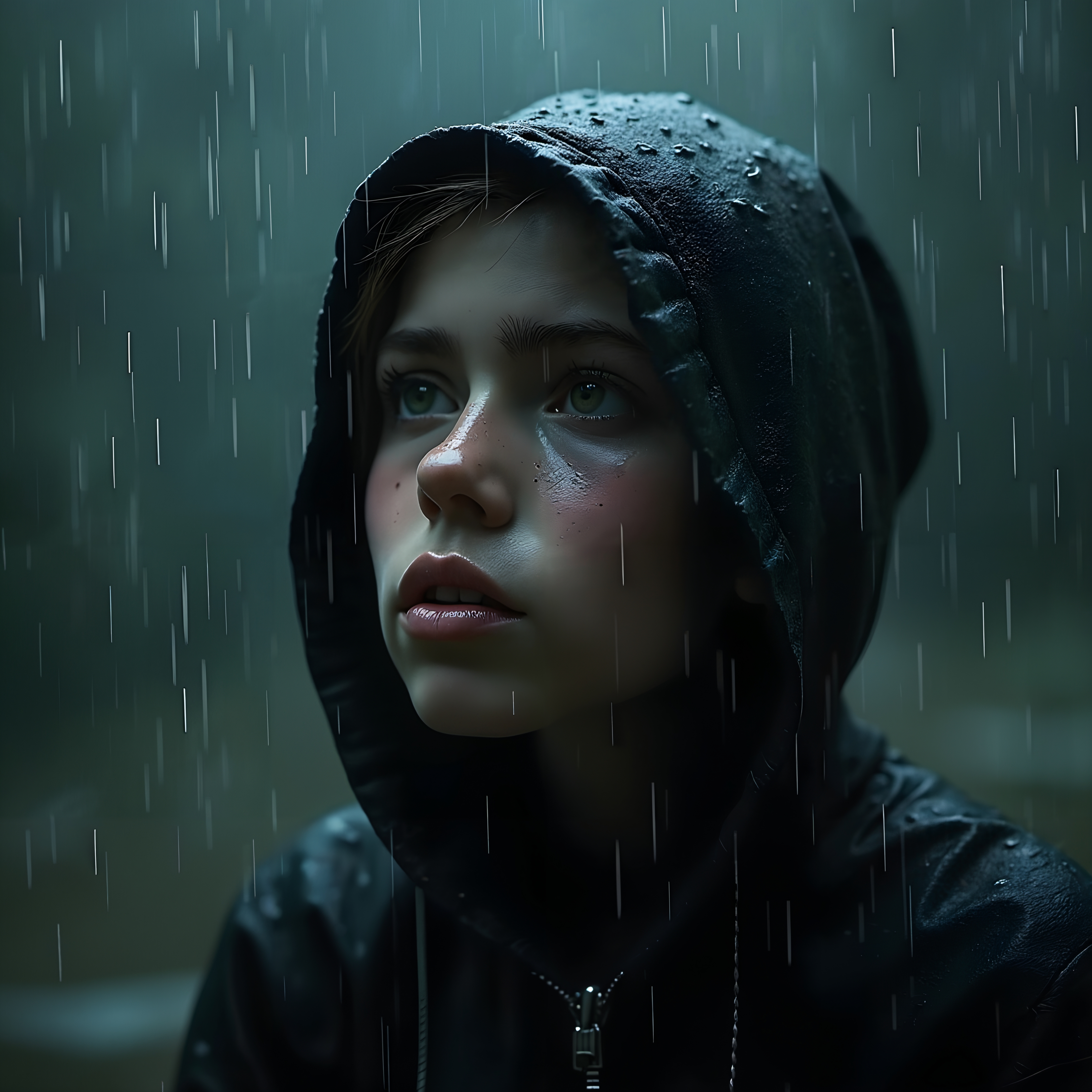 Gazing Upward in the Rain