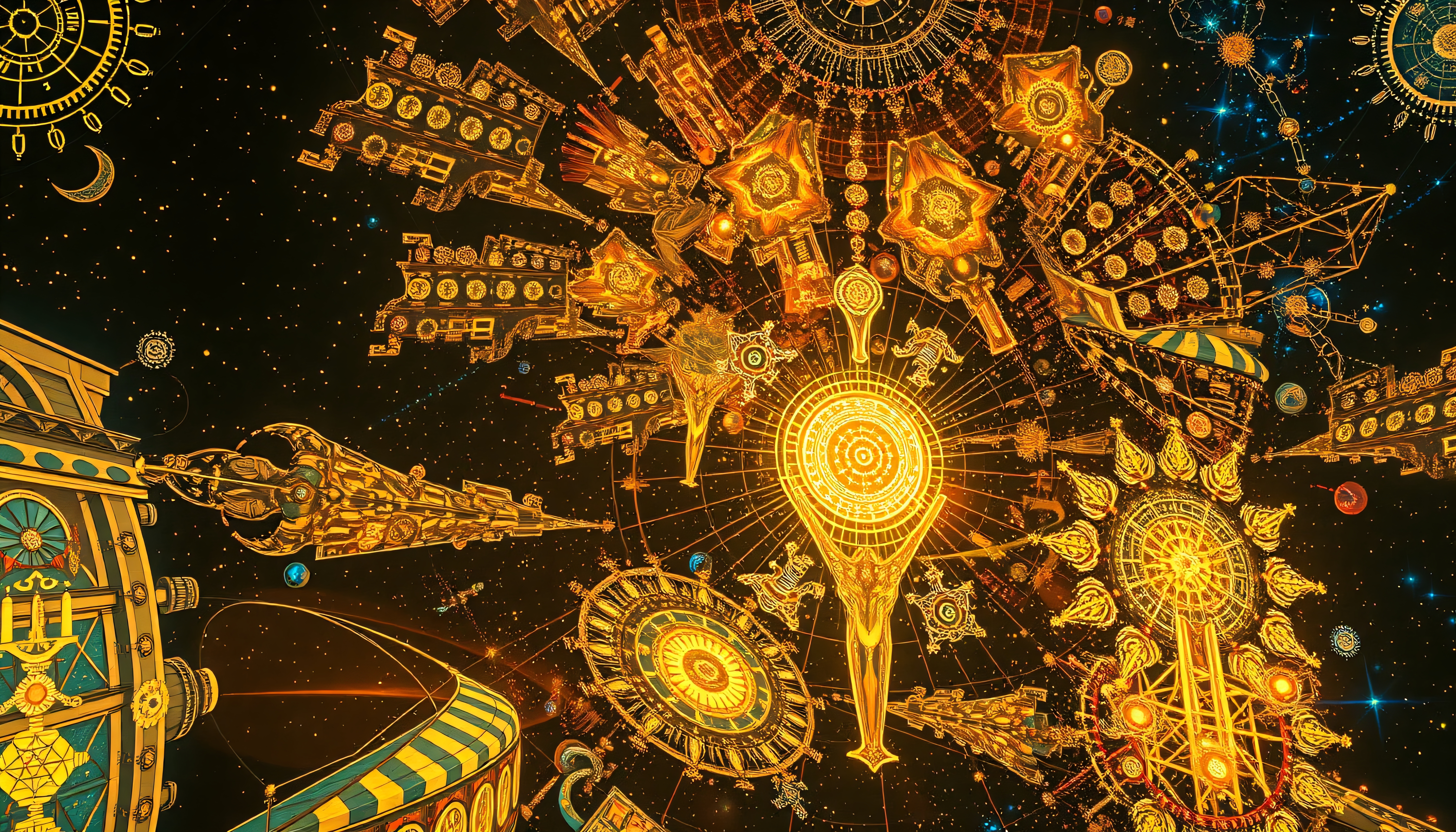 Steampunk Celestial Clockwork Mechanism: Complex Gears and Cosmi