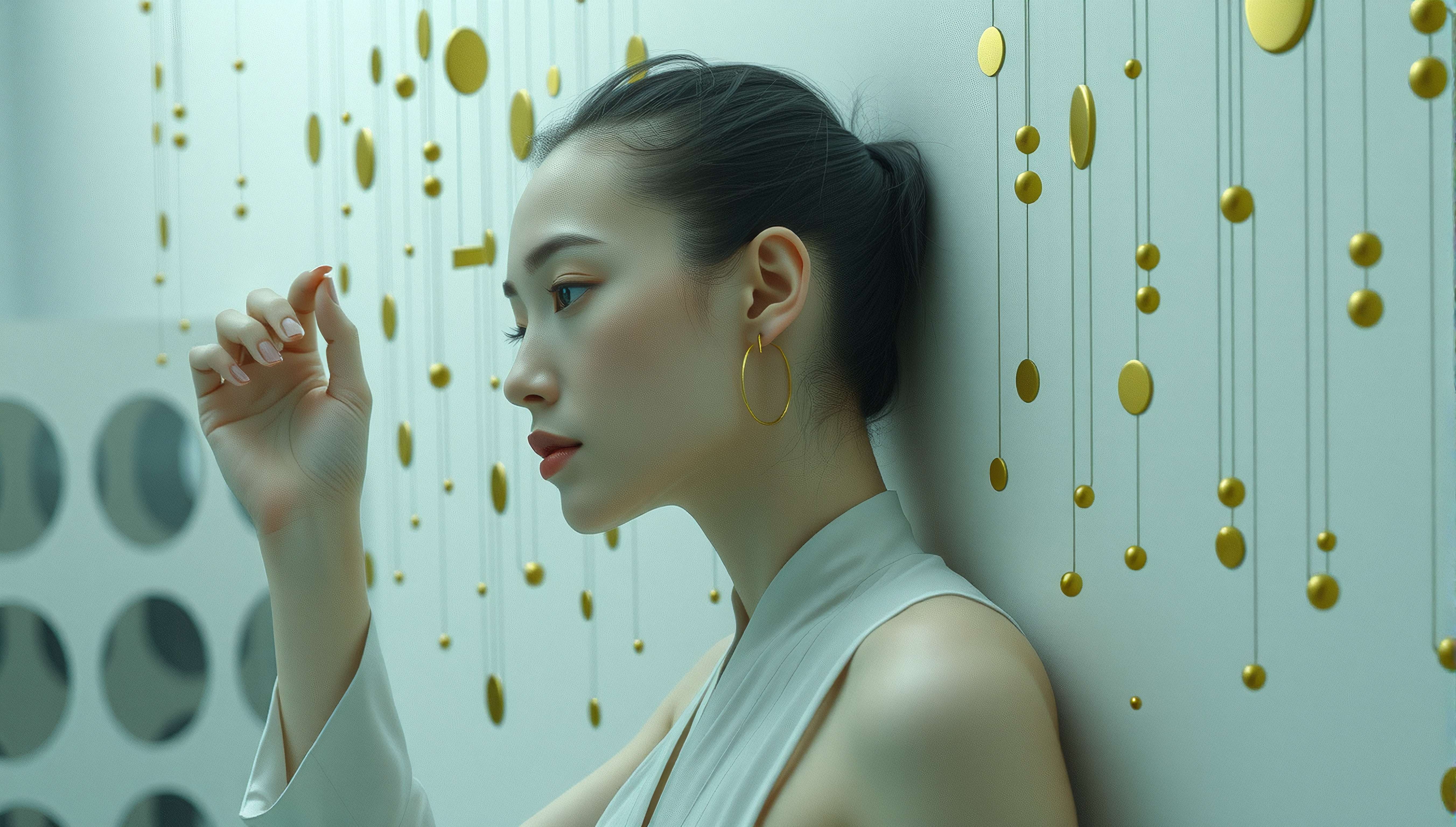 Elegant Woman in Art Space