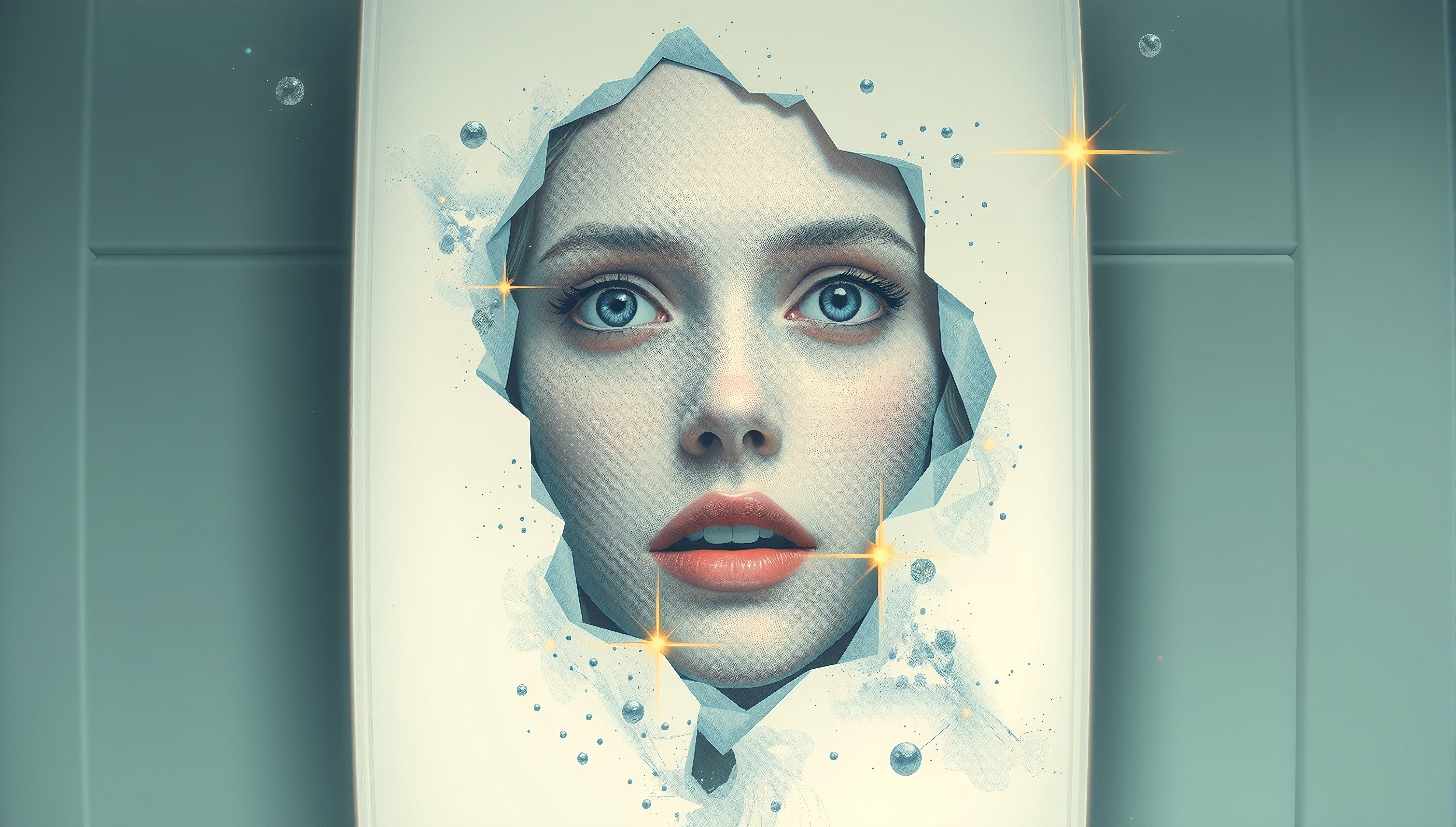 Emerging Face Through Paper Tear