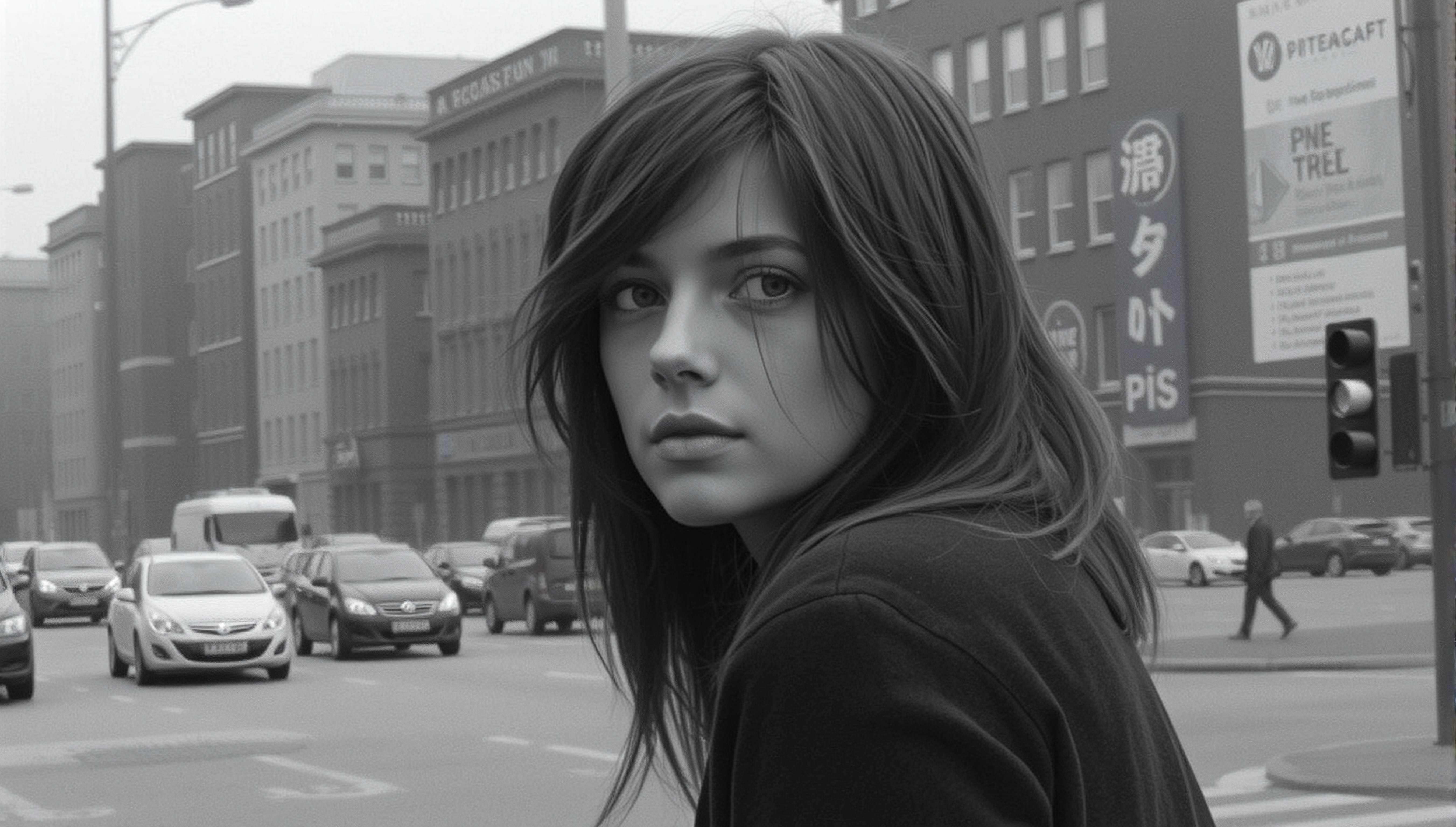 Urban Street Gaze in Monochrome