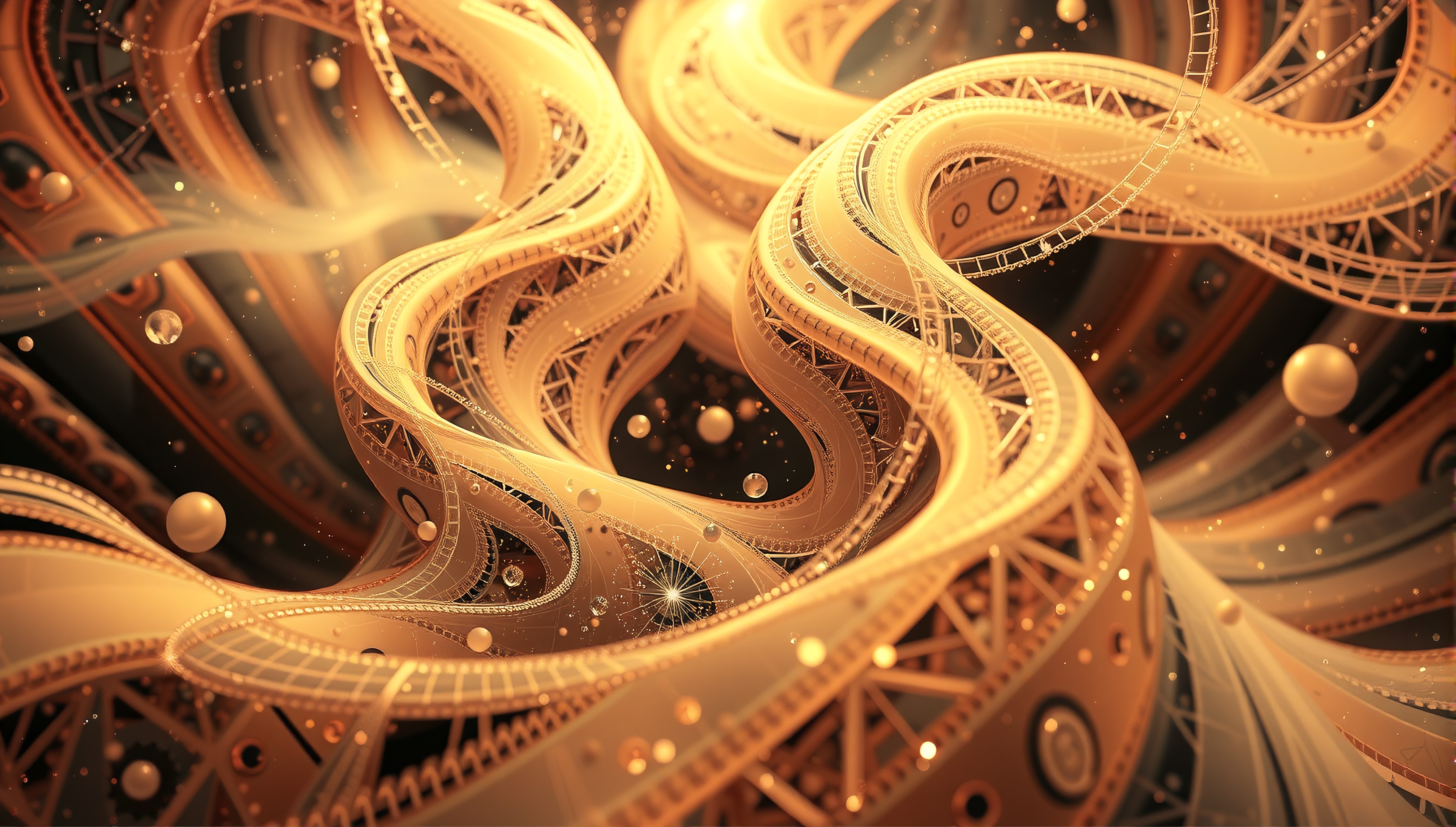 Golden Abstract Digital Swirls