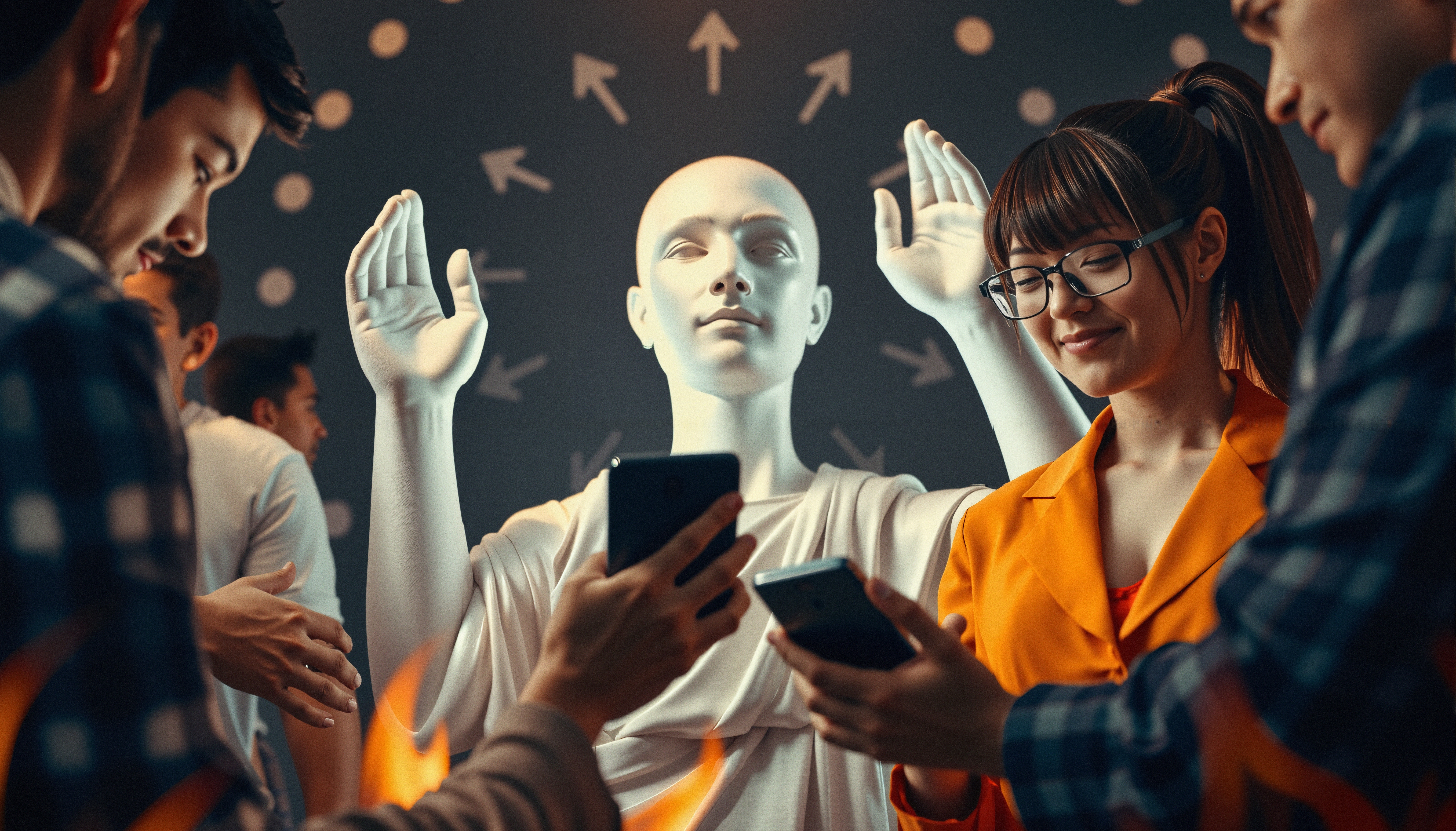 Group Discussion: People Interacting with a Mannequin Displaying