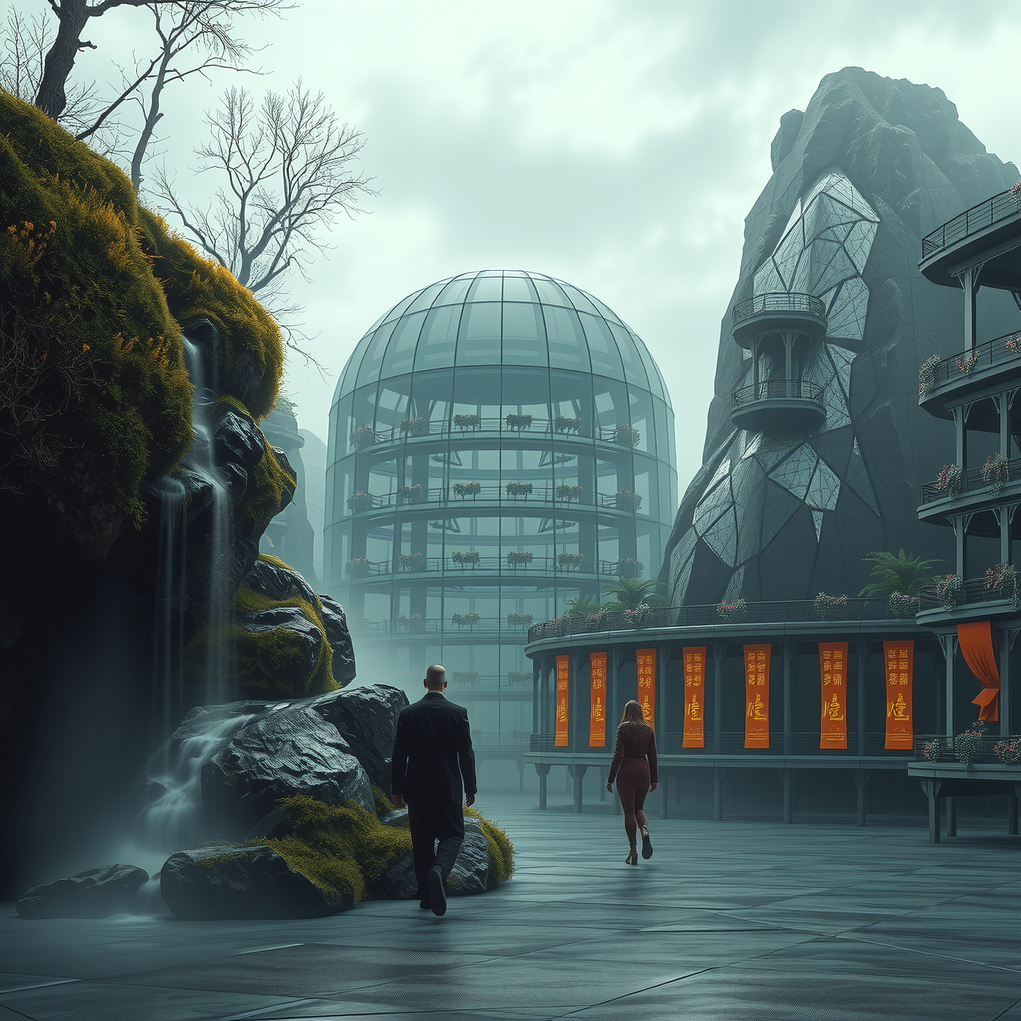 Futuristic Oasis with Natural Elements