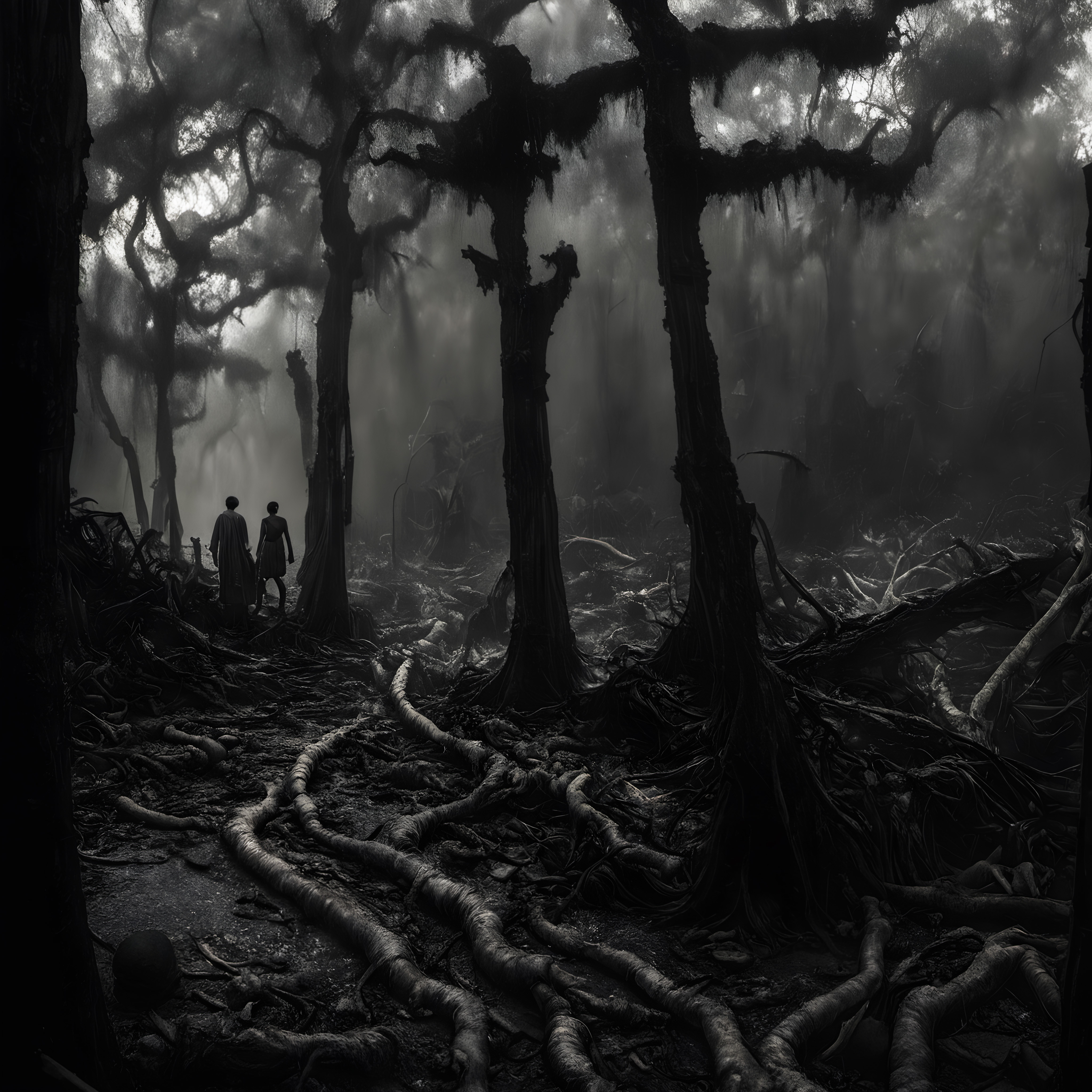 Mysterious Walk Through Foggy Woods