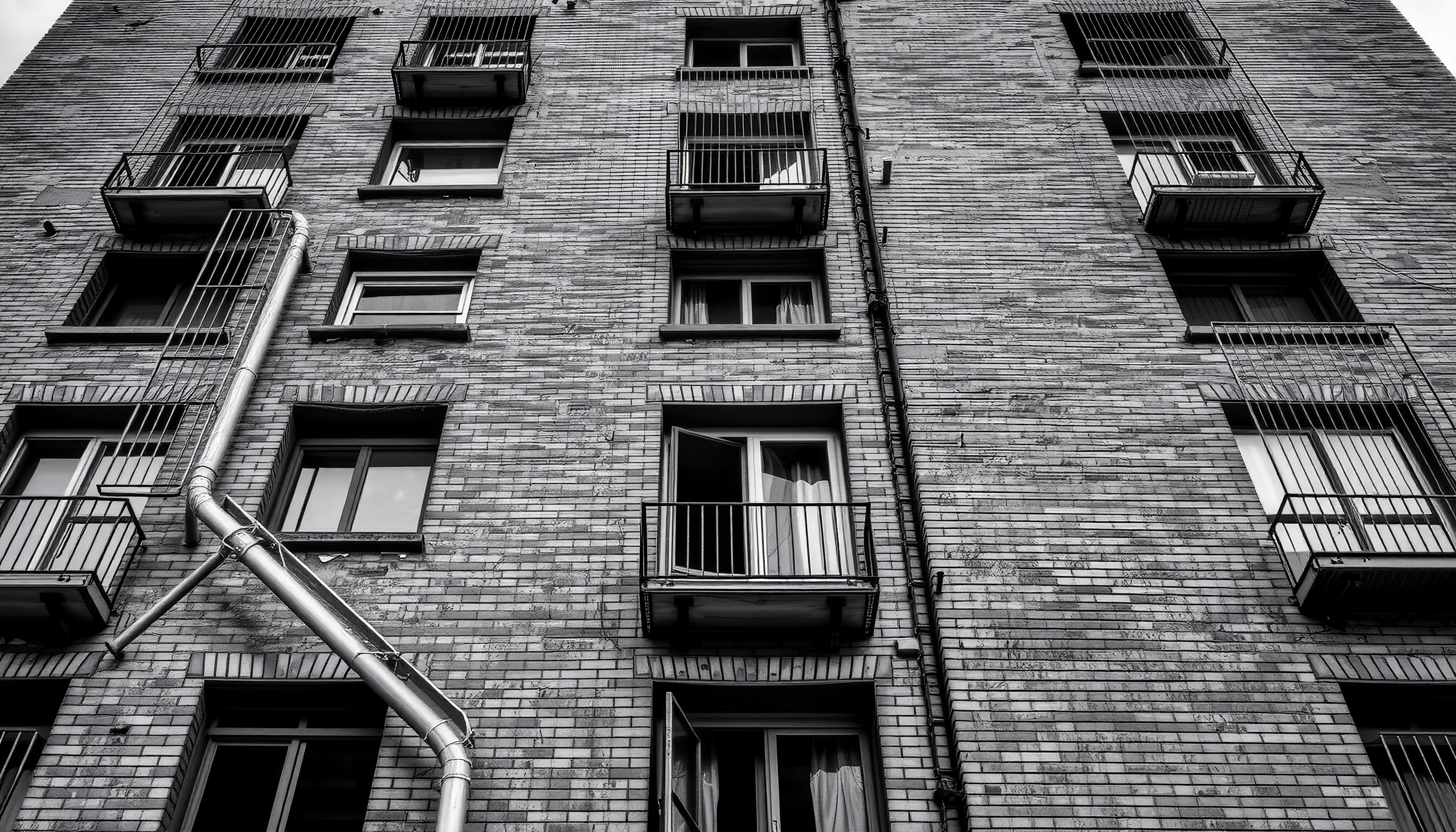 Urban Brick Building Architecture Monochrome