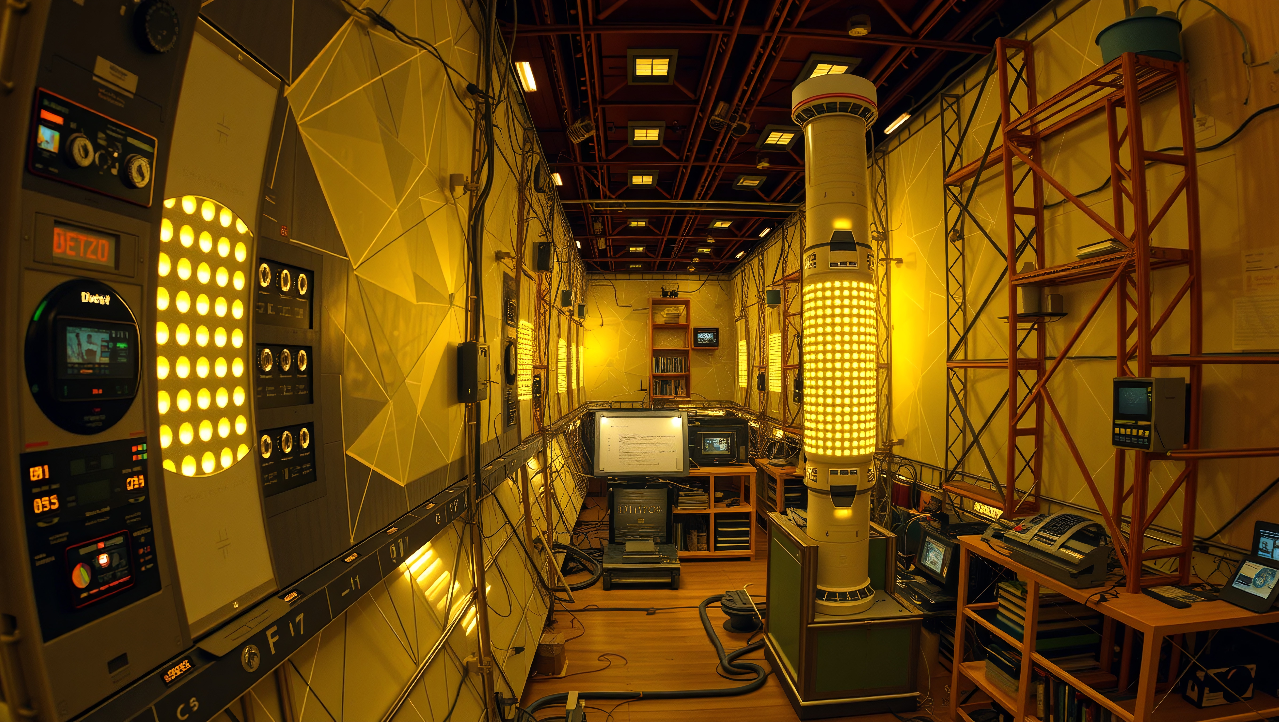 Illuminated High-Tech Control Room